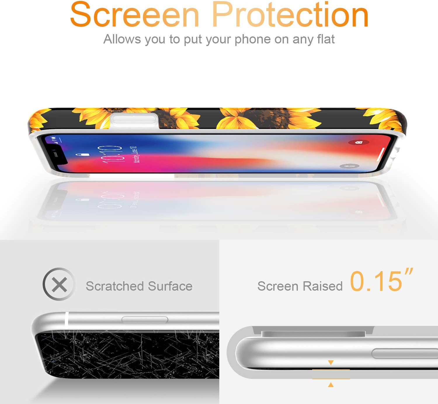 LUMARKE iPhone X Case,iPhone Xs Case,Cute Sunflower Floral for Girls Women,Soft TPU Cover Slim Fit Protective Phone Case for iPhone X/iPhone Xs
