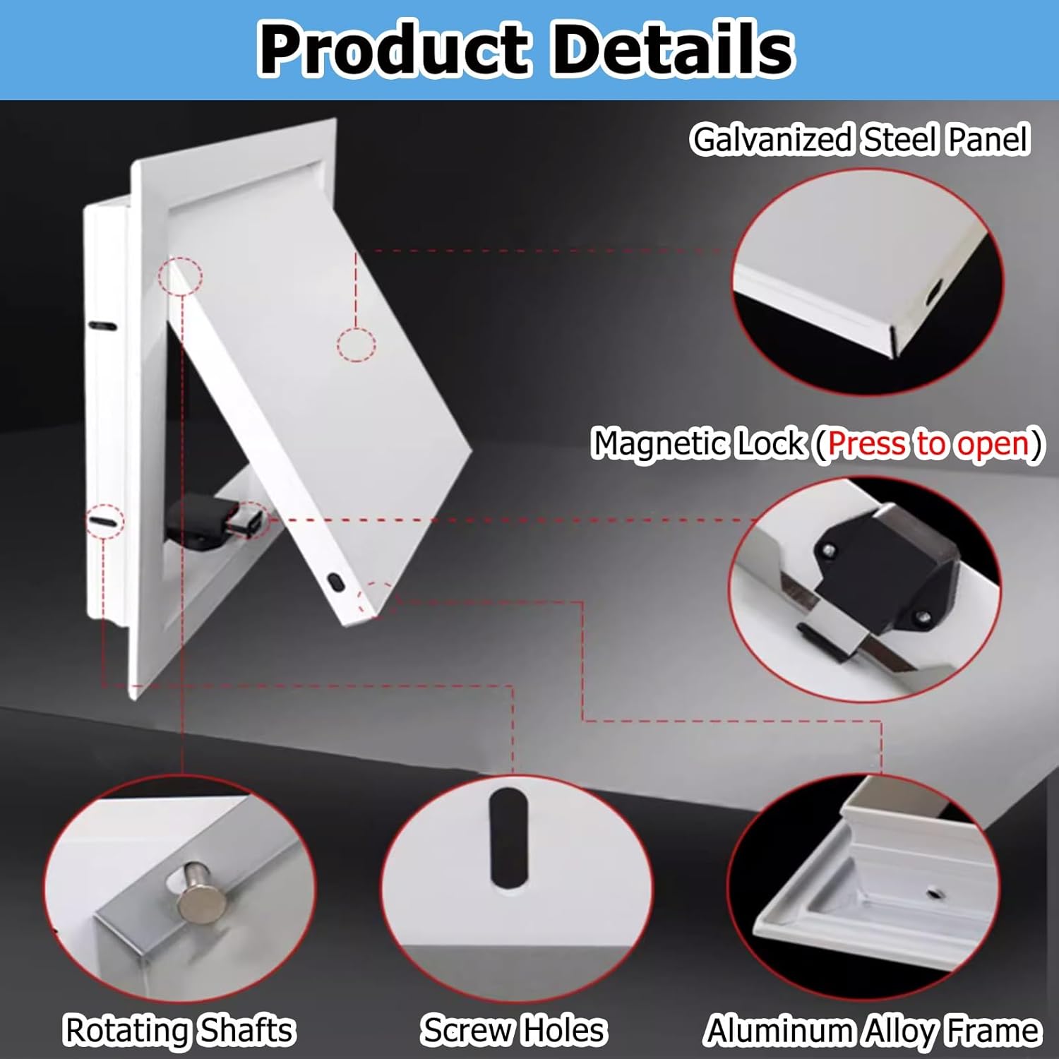 Square Access Panel for Drywall Ceiling, Small Inspection Hatch Cover, Concealed Wall Plate for Floor Access, Valve & Fuse Box Cover (Gray, 21x21 in) - Durable & Easy Install