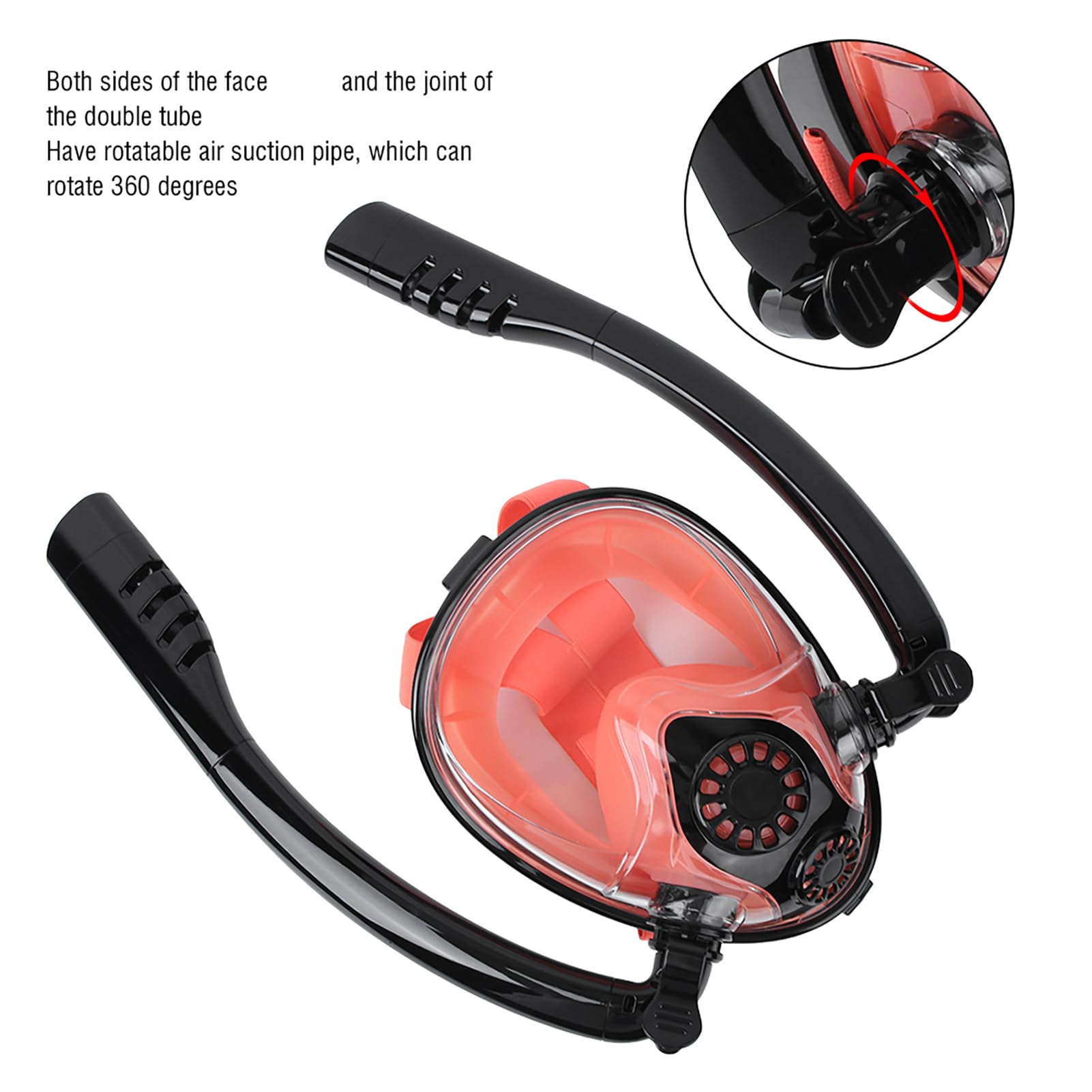 Máscara Facial de Buceo, máscara de Snorkel de Silicona, Protector Facial antivaho con Tubo de respiración para Snorkel, Negro Naranja