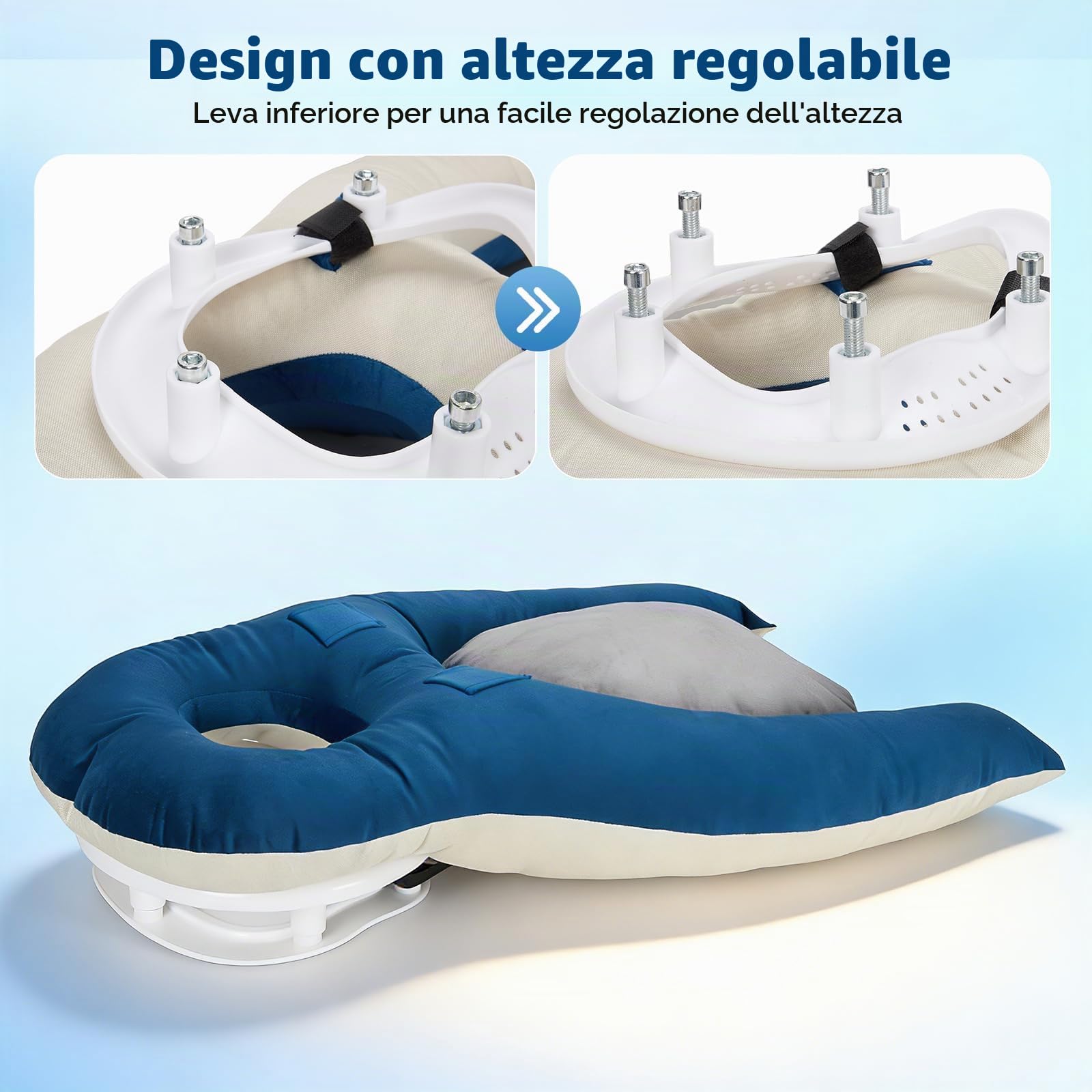 Cuscino per Dormire a Pancia in Giù, Face Down Pillow Dormire Cuscino Regolabile in Altezza per il Recupero Oculare Cuscino Ergonomico per il Viso in Memory Foam