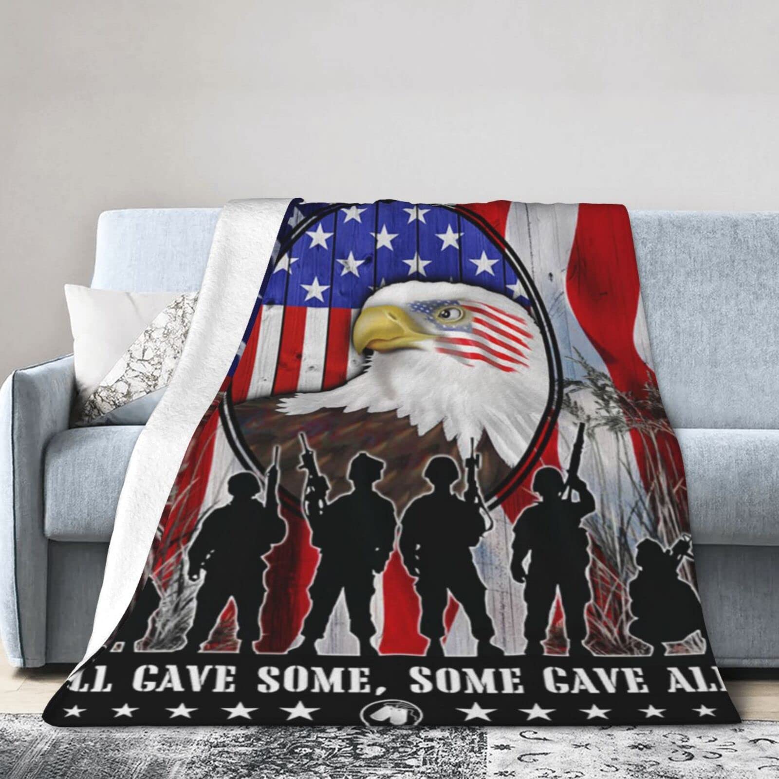 Lsjuee Flannel Fleece Blanket 40"X30" Military Honor Veteran Patriotic Sofa Throw Blanket Funny Ultra-Soft Travel Winter Blankets for Womens Keep Warm