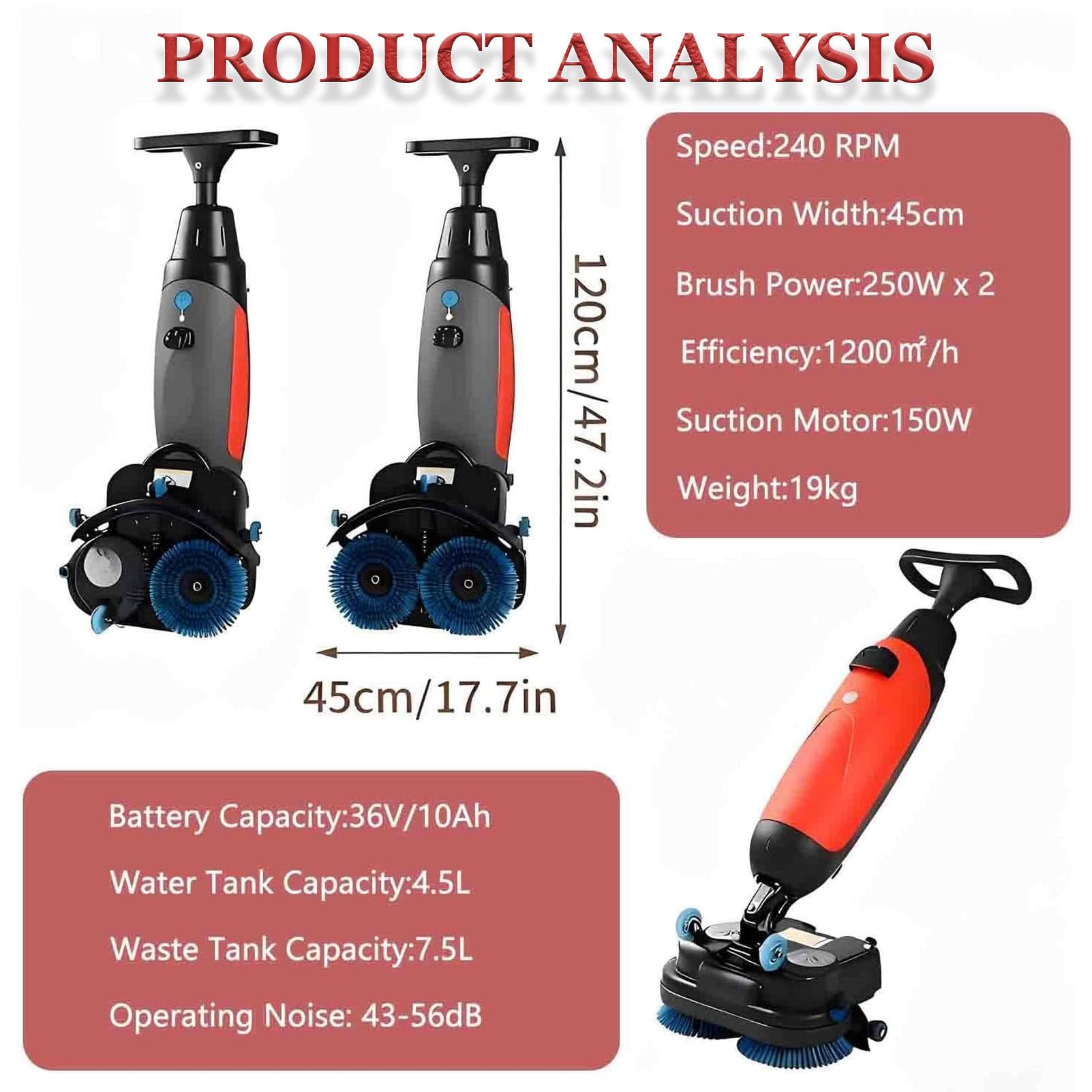 Fregadora De Suelos Inalámbrica, Rotación De 360°, 2 Cepillos Motorizados, Depósitos Independientes, Limpieza Profunda A 240 RPM para Suelos Duros Y Baldosas.,White
