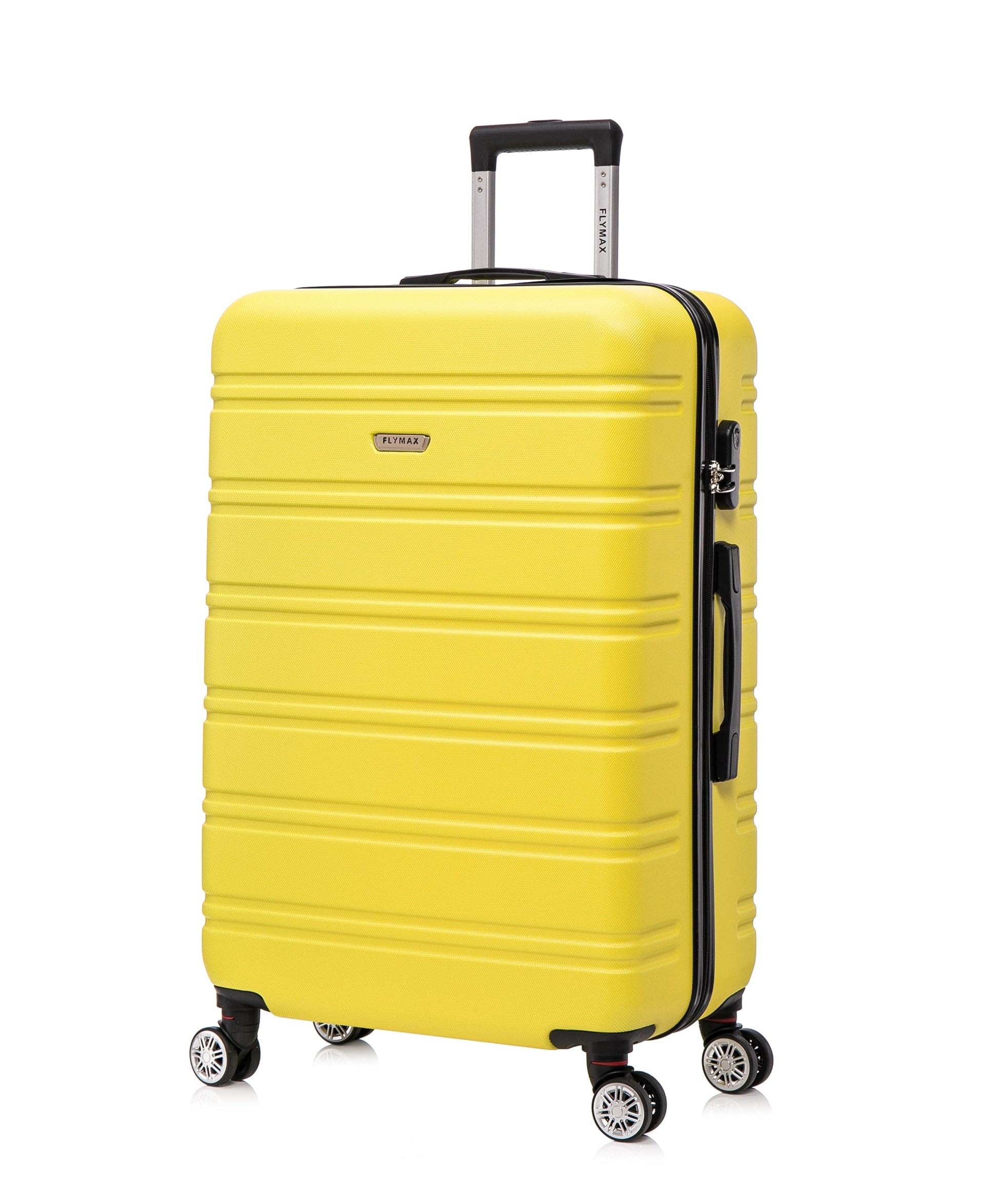 24" Medium Super Lightweight ABS Hard Shell Travel Hold Check in Luggage Suitcase with 4 Wheels Trolley Bag Yellow