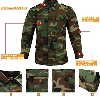 Army Uniform for Men Camo Military Suit OutFit BDU Jacket and Pants