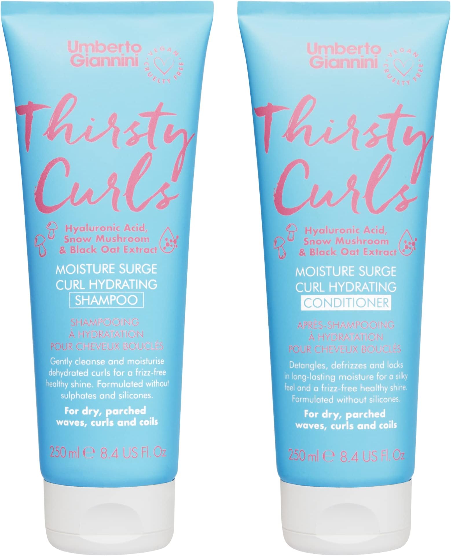 Umberto Giannini Thirsty Curls Curl Hydrating Shampoo & Conditioner Set - for Dry & Dehydrated Curls 2 x 250ml, 500.0 gram