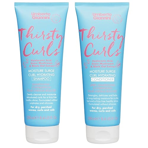 Umberto Giannini Thirsty Curls Curl - Juego de champú y acondicionador hidratante para rizos secos y deshidratados, 2 x 8.4 onzas líquidas