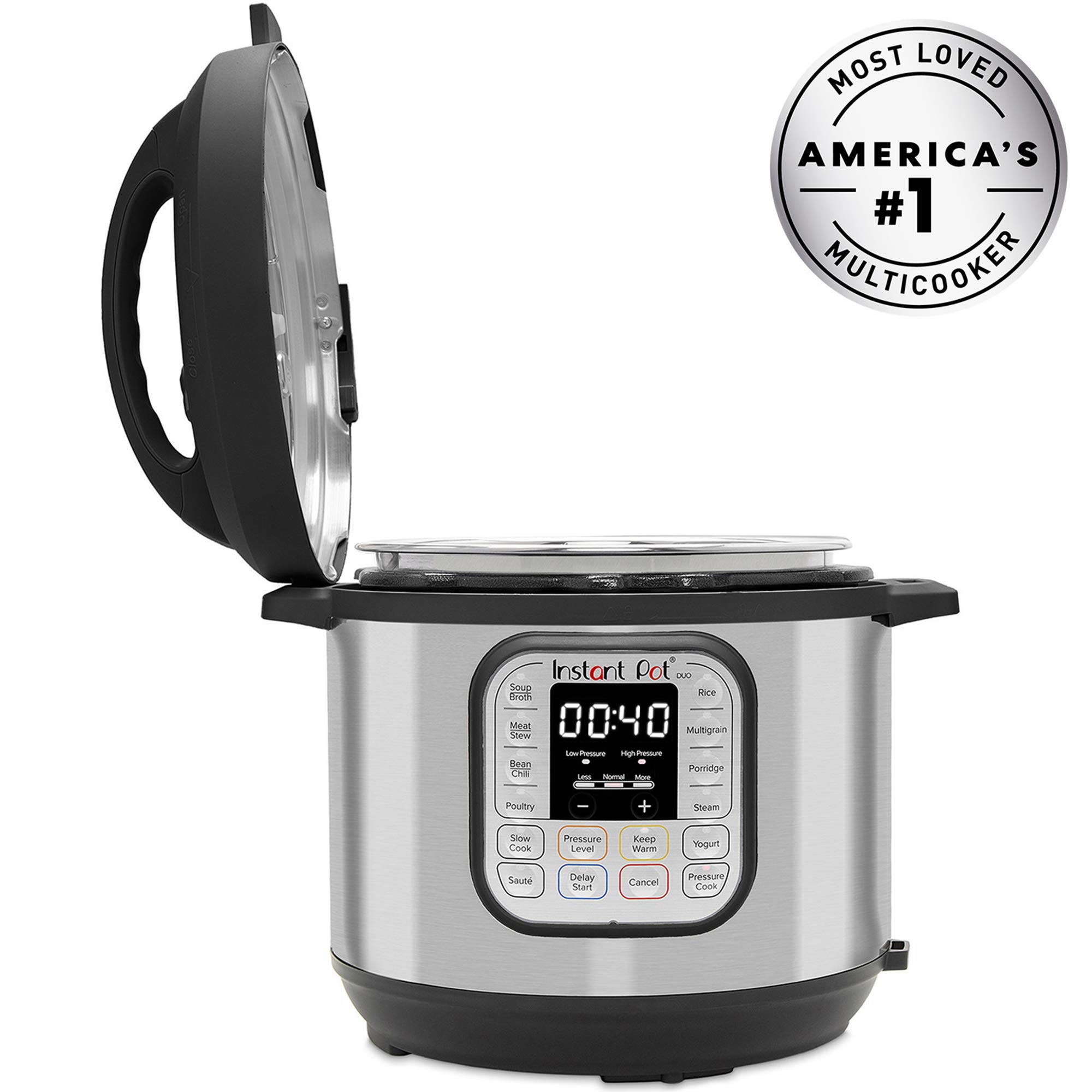 Instant Pot Duo 80 Elektro-Multikocher 1200 W, 7,6L, Edelstahl, - Schnellkochtopf, Schongarer, Reiskocher, Sautierpfanne, Joghurtbereiter, Dampfgarer und Sterilisator, Silber