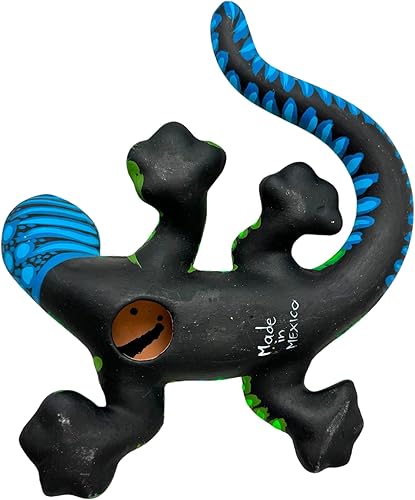 Miniatura 3 de Talavera Salamandra (2) Escultura de cerámica mexicana Gurerro, arte popular, multicolor, decoración del hogar, hecha a mano, pintada a mano, para