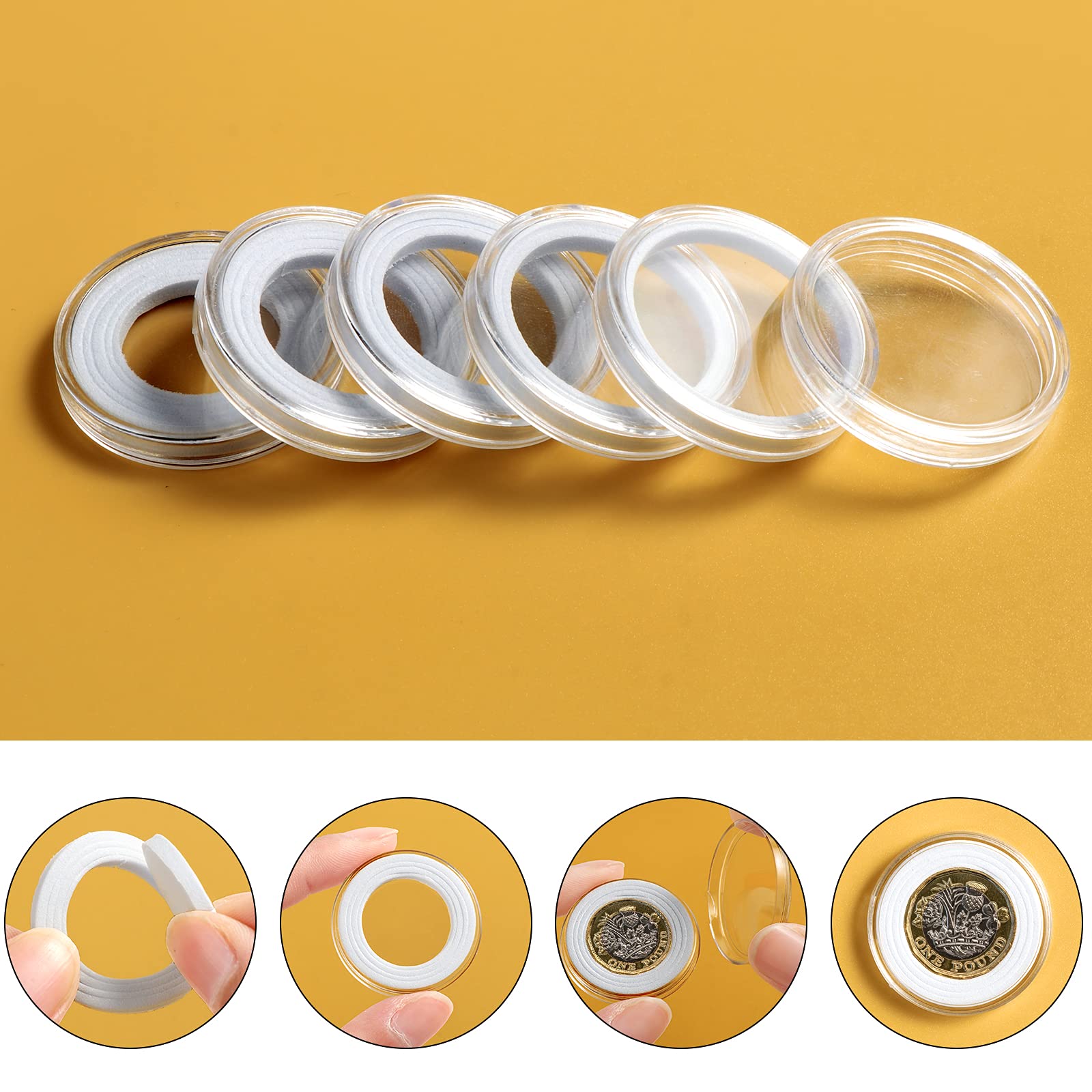 100 Pezzi Scatola Portamonete in Legno, Capsule per Monete, Portamonete in Legno per Collezionisti con Capsule per Monete da 18 mm/20 mm/23 mm/25 mm/27 mm/30 mm