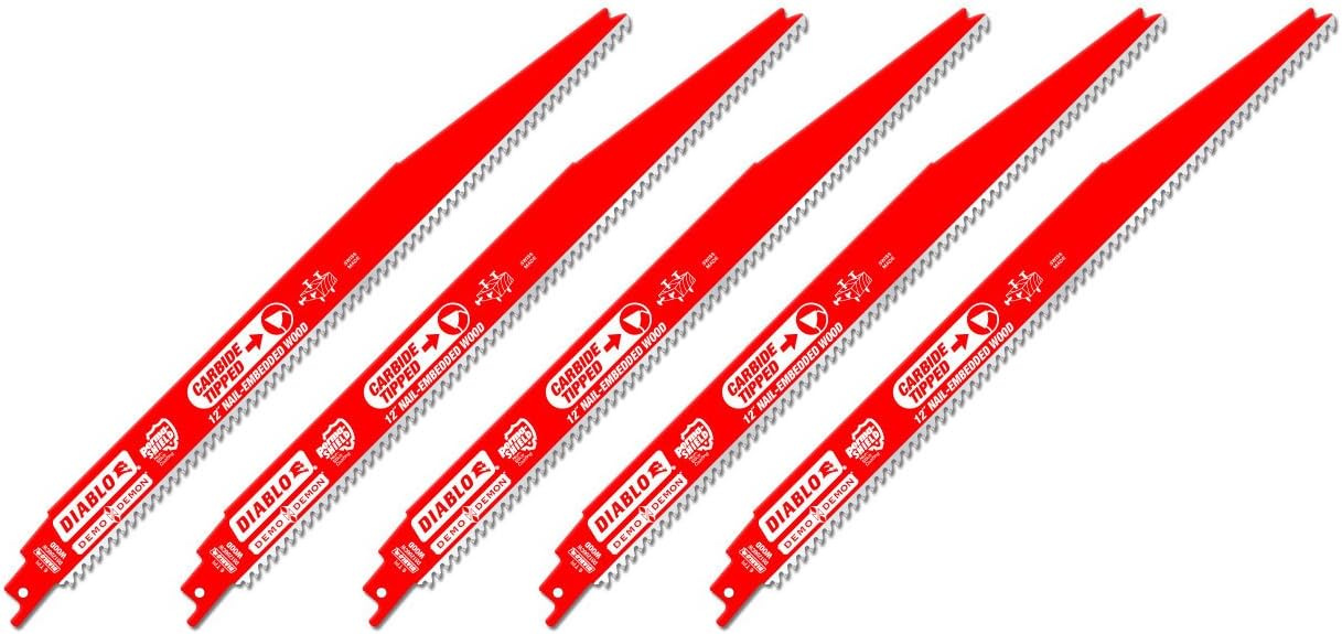 Freud DS1206CWS Diablo Demon 12-inch 6/9T Wood Reciprocating Saw Blades, 5-Pack