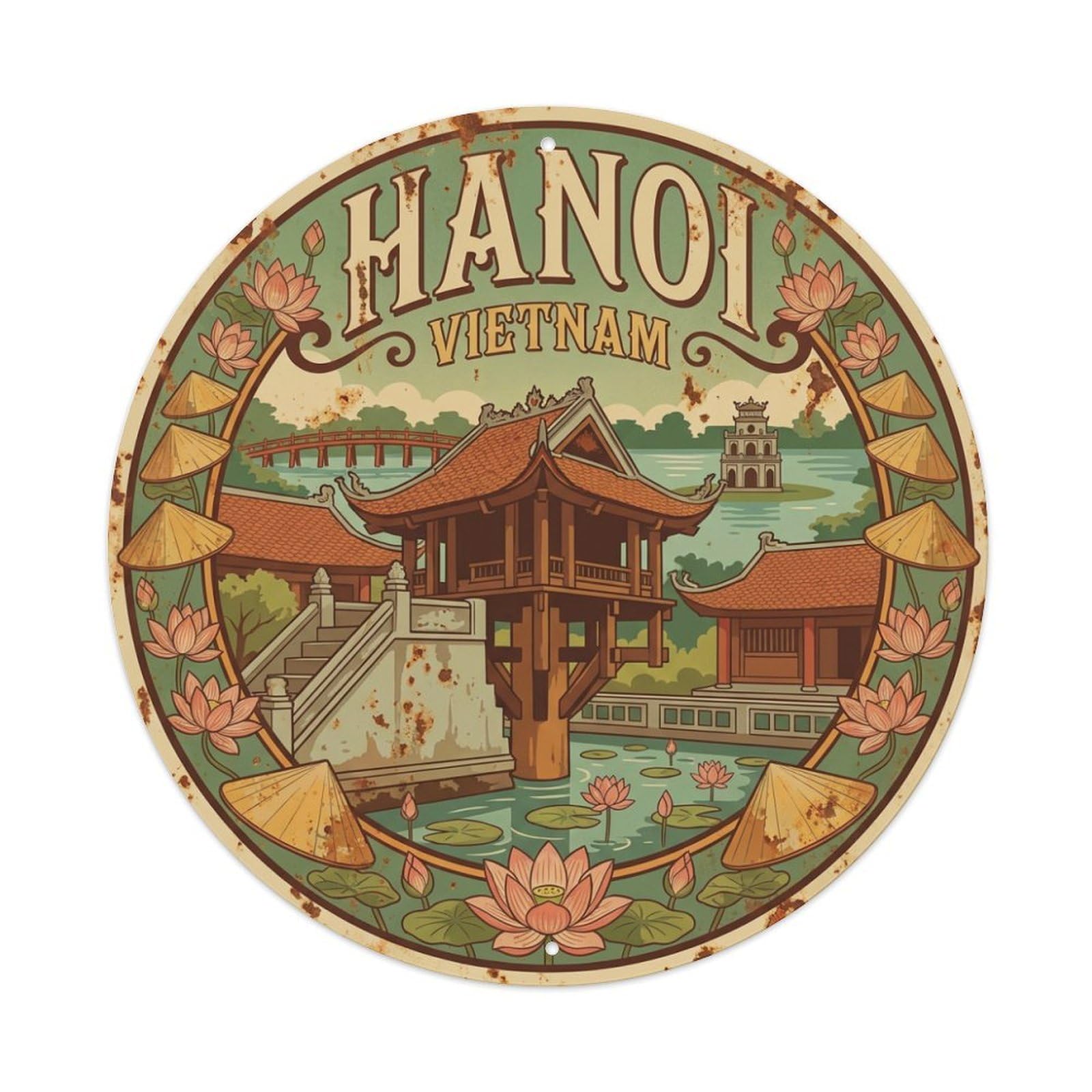 Metal Tin Sign Vintage Travel Vietnam Hanoi