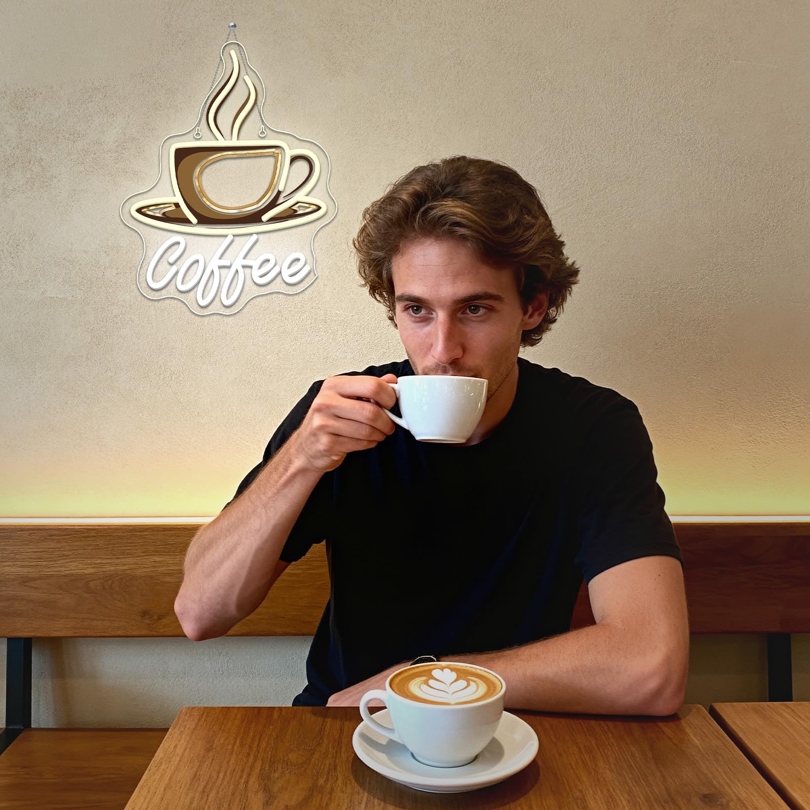 ineonlife Coffee Neon Led,Café Lettre Lumineuse, Neon Mural pour Décoration,Néon Led pour Bistrot,Food Truck Café,Coin Café,Magasin de Boissons,Cuisine,Chambre,Cadeau