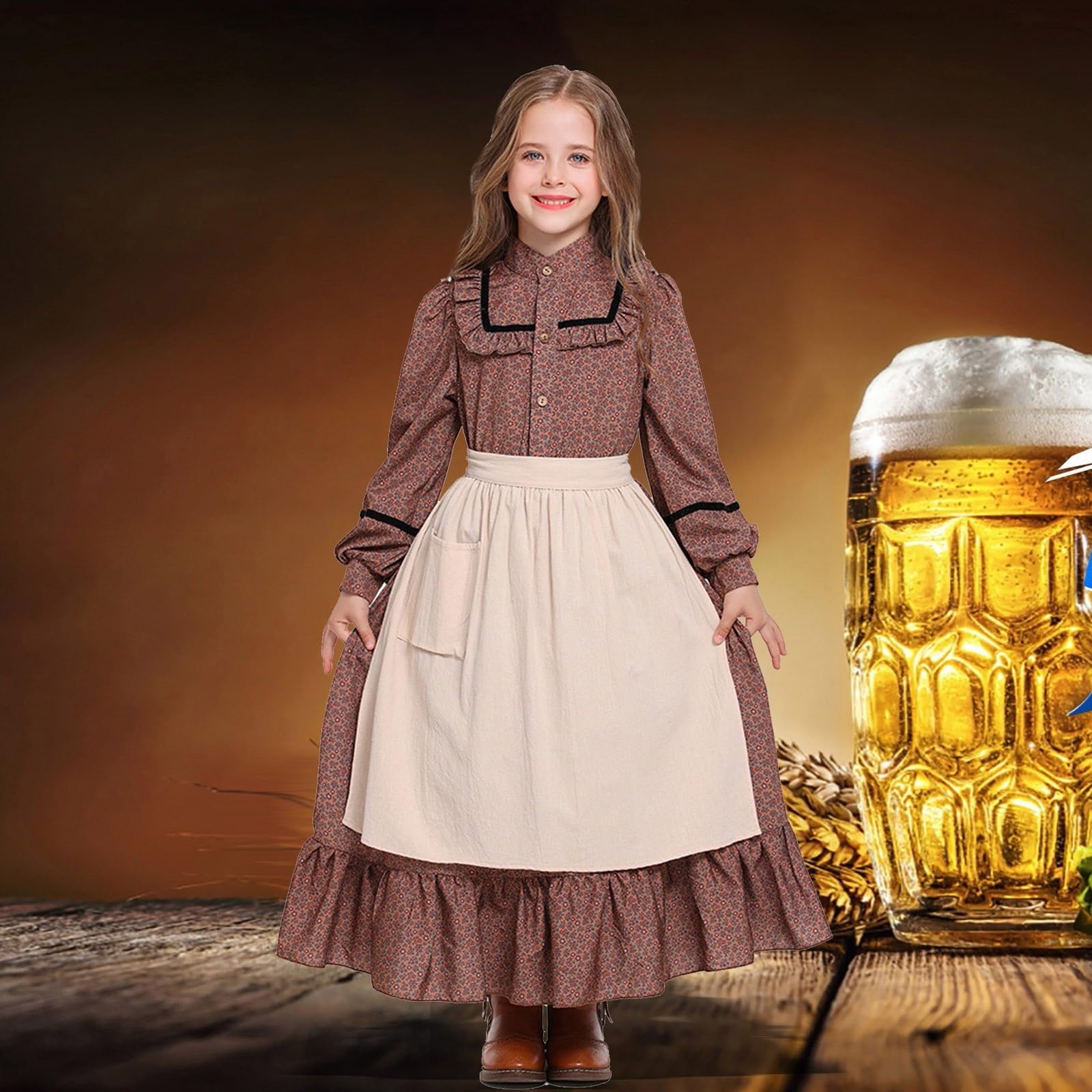 Generisch Vestido largo de niña con estampado floral para el día a día, fiestas, ocasiones informales, cómodo vestido de verano en estilo estampado, ideal para la escuela, excursiones o eventos