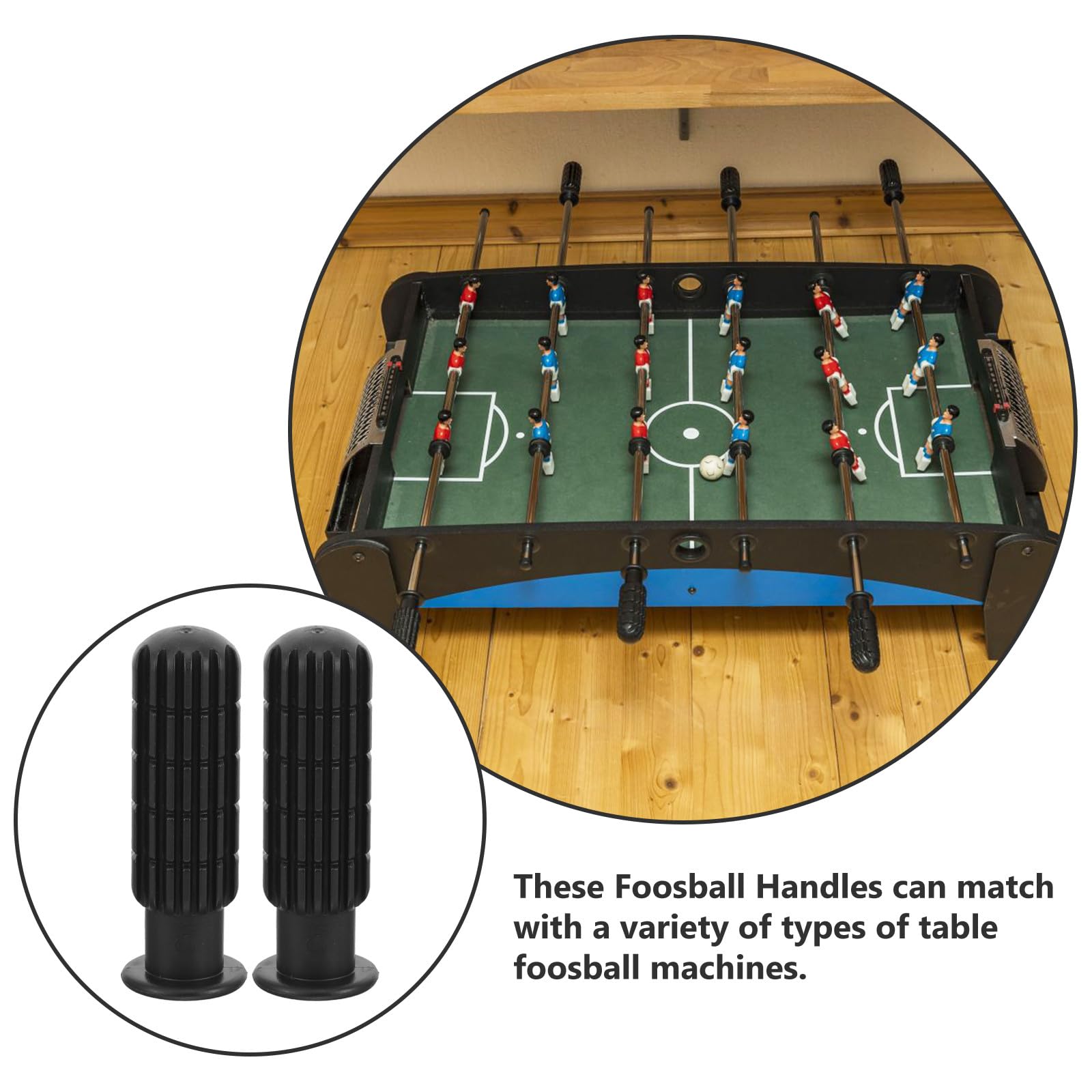 Manopole per Calcio Balilla 4 in Pvc Nero per Tavoli da 0,7m, Impugnature Resistenti All'usura Antiscivolo per Calcio da Tavolo