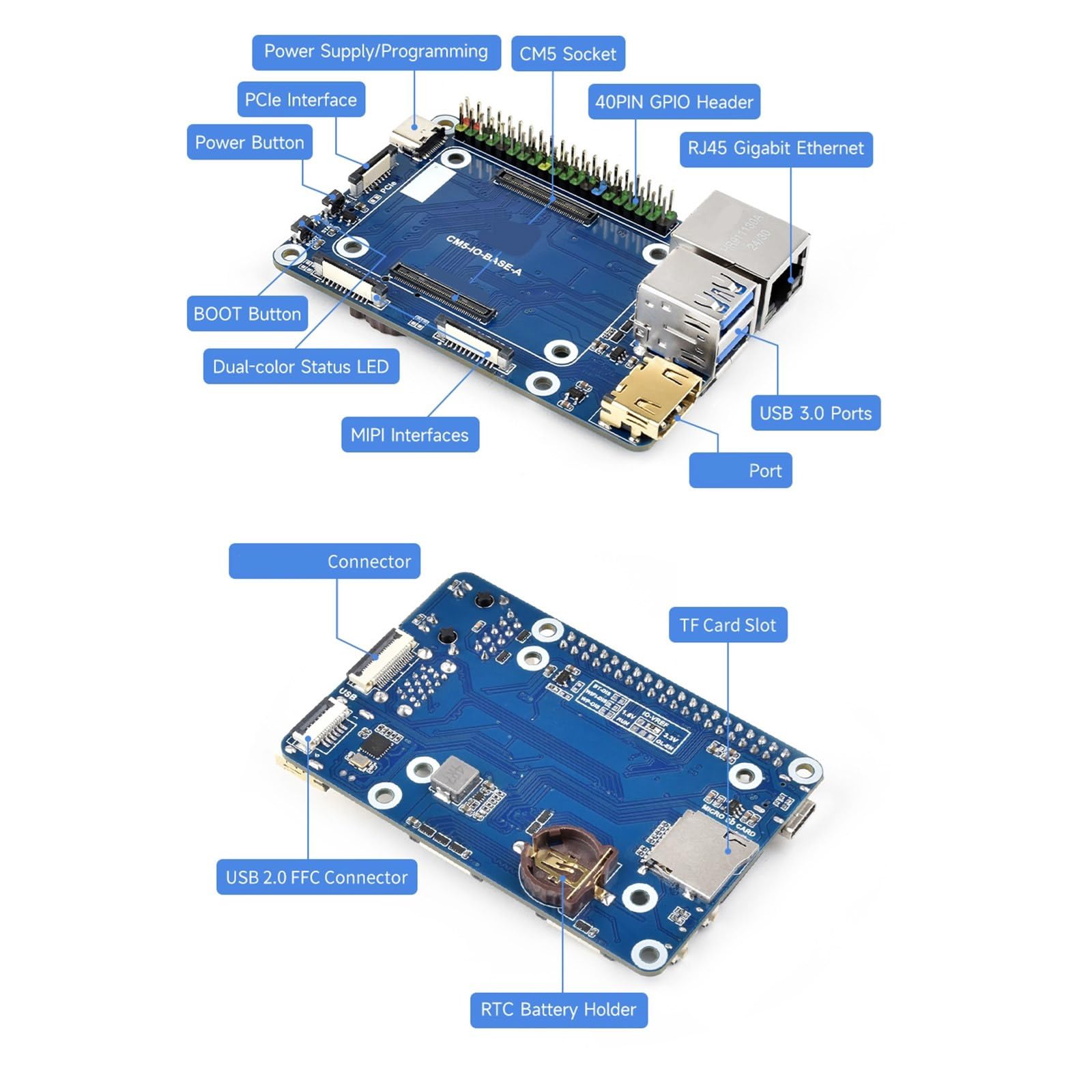 Potente scheda di base piccola per espansione RCM5 per progetti innovativi Sviluppo GPIO a 40 pin