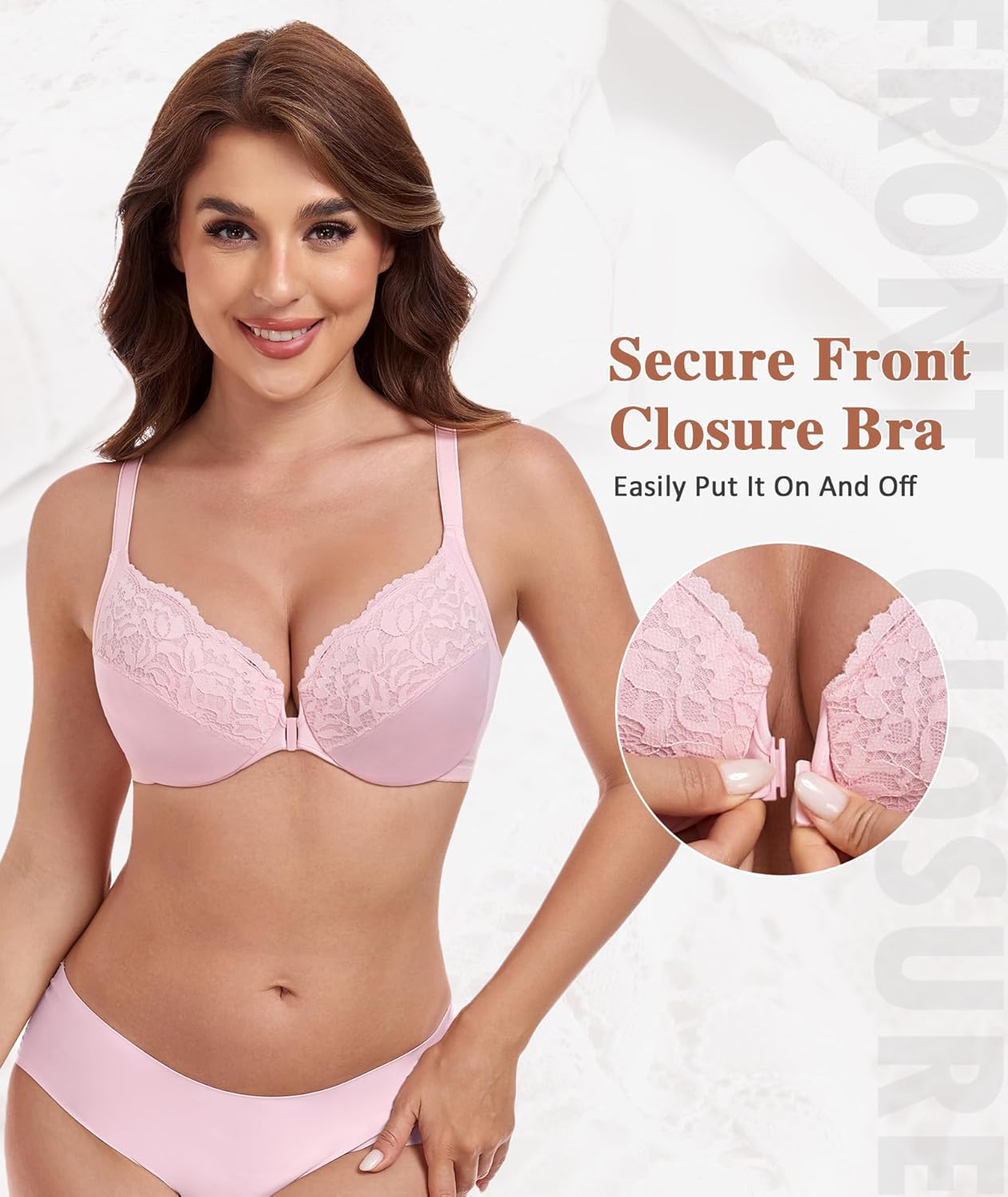 HACI Women's Front Closure Posture Bra Underwire Unpadded Back Support Everyday Full Coverage Plus Size - Image 2