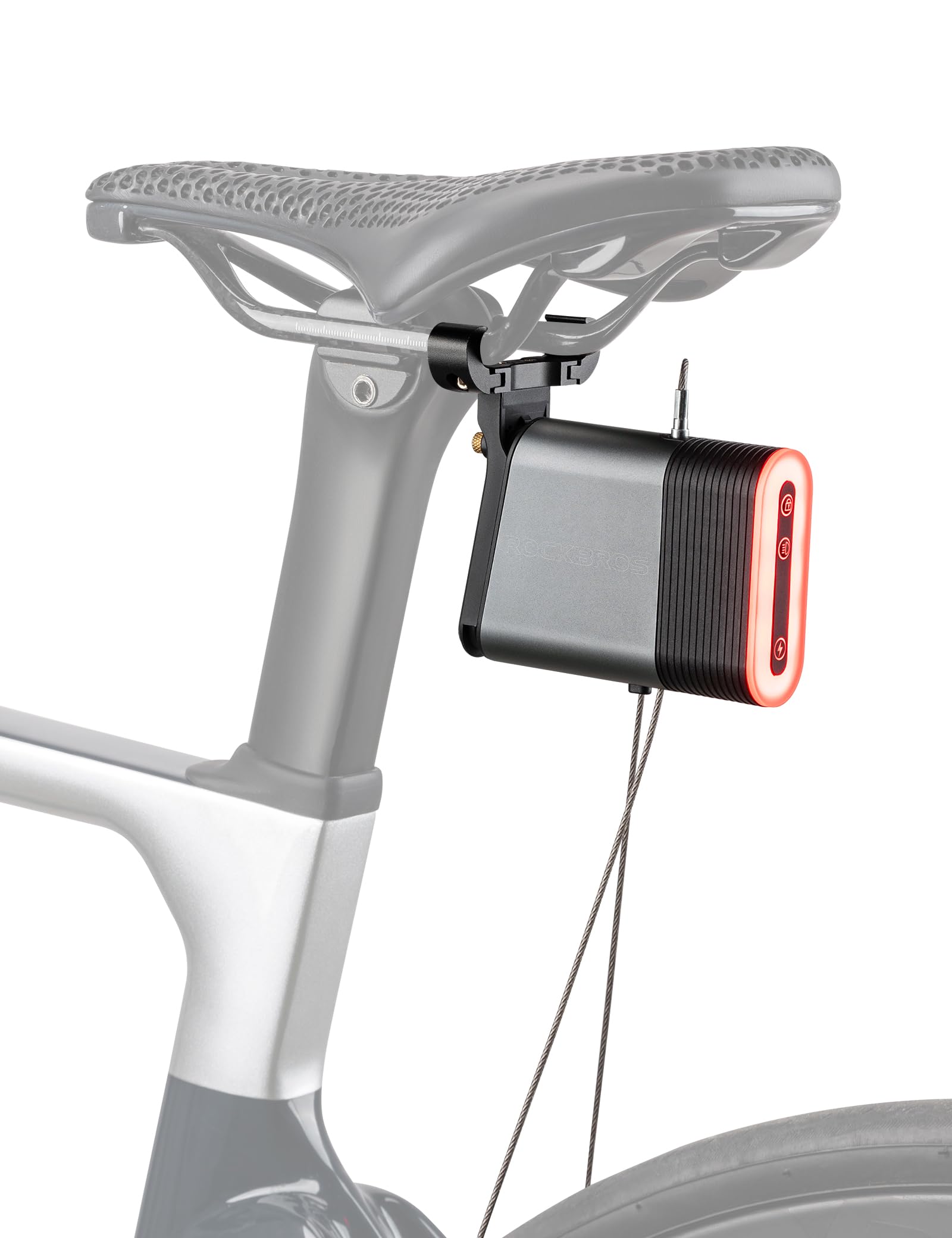 ROCKBROS Luz Trasera Bicicleta y Candado Bluetooth 2 en 1, Luz Inteligente con Encendido/Apagado Automático, 5 Modos y IPX6 Impermeable para MTB, Gravel, Ebike y Carretera