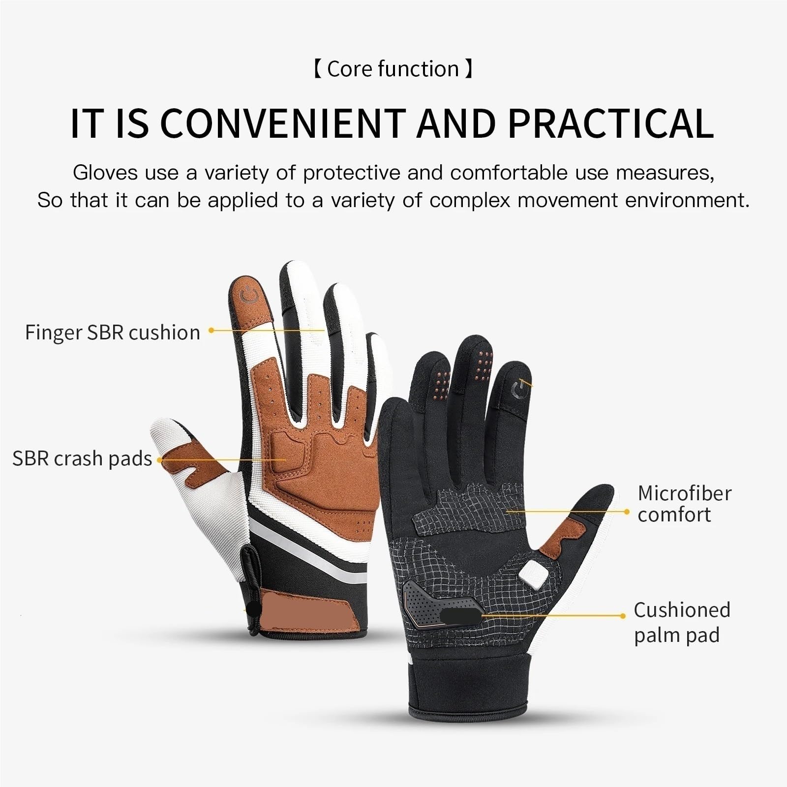 Gants d'escalade Gants de Cyclisme d'hiver Thermiques Chauds Coupe-Vent Doigt Complet imperméable Gants d'escalade de vélo for Hommes Femmes pour Escalade(Brown,M)