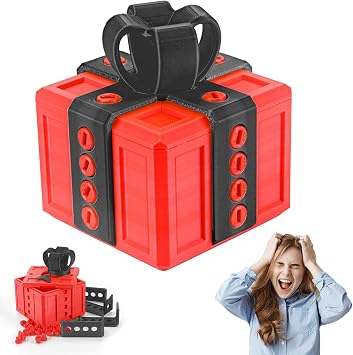 Annoying Gift Box With Twist Storage,Gag Prank Novelty Gift Wrap Box with Screws Educational Toys Prank Gift,April Fools' Day Christmas Desktop Decorations Creative Storage Box (Red)