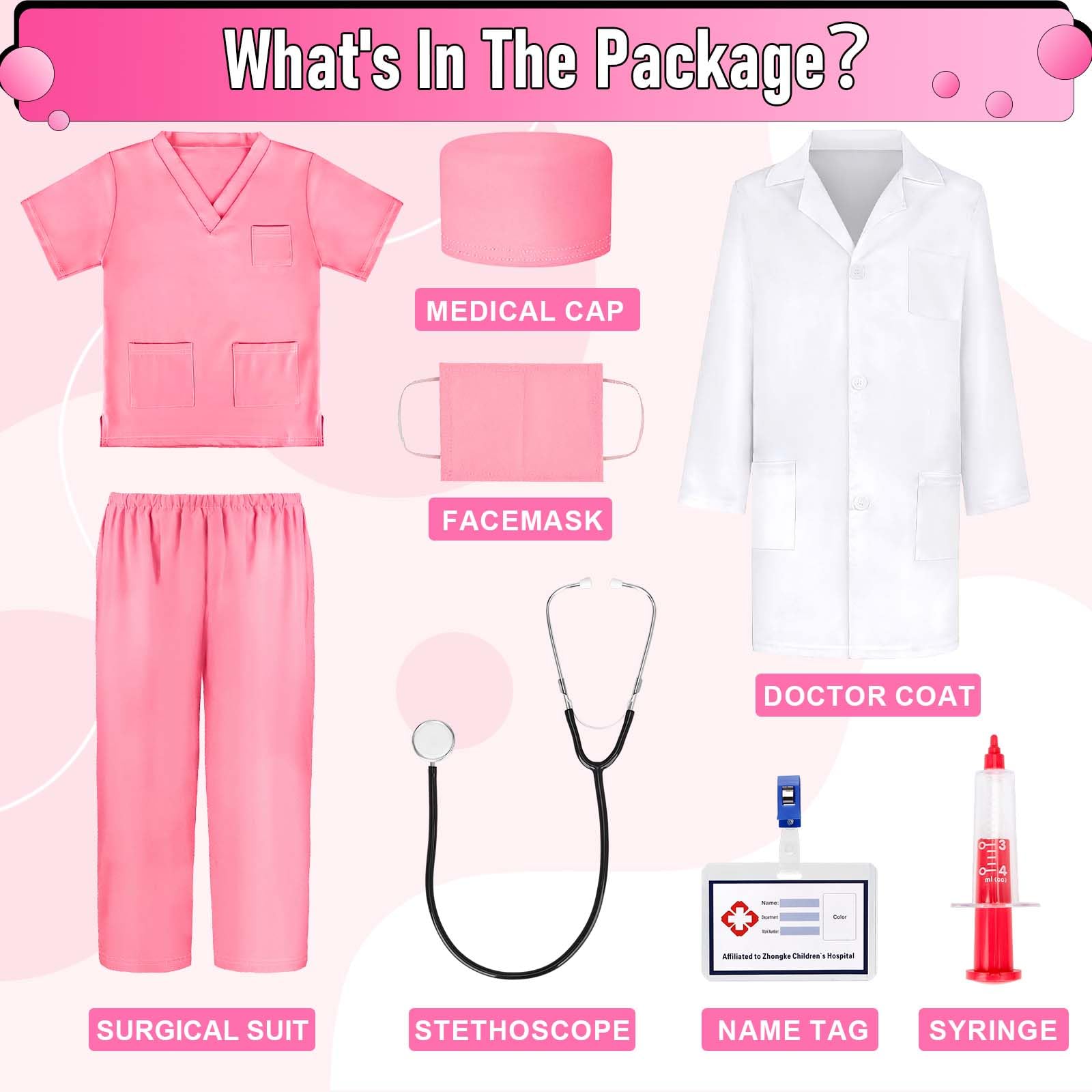 Costume da medico per bambini, costume da cosplay da medico, per bambini, con vero stetoscopio per giochi di travestimento di Halloween – 110