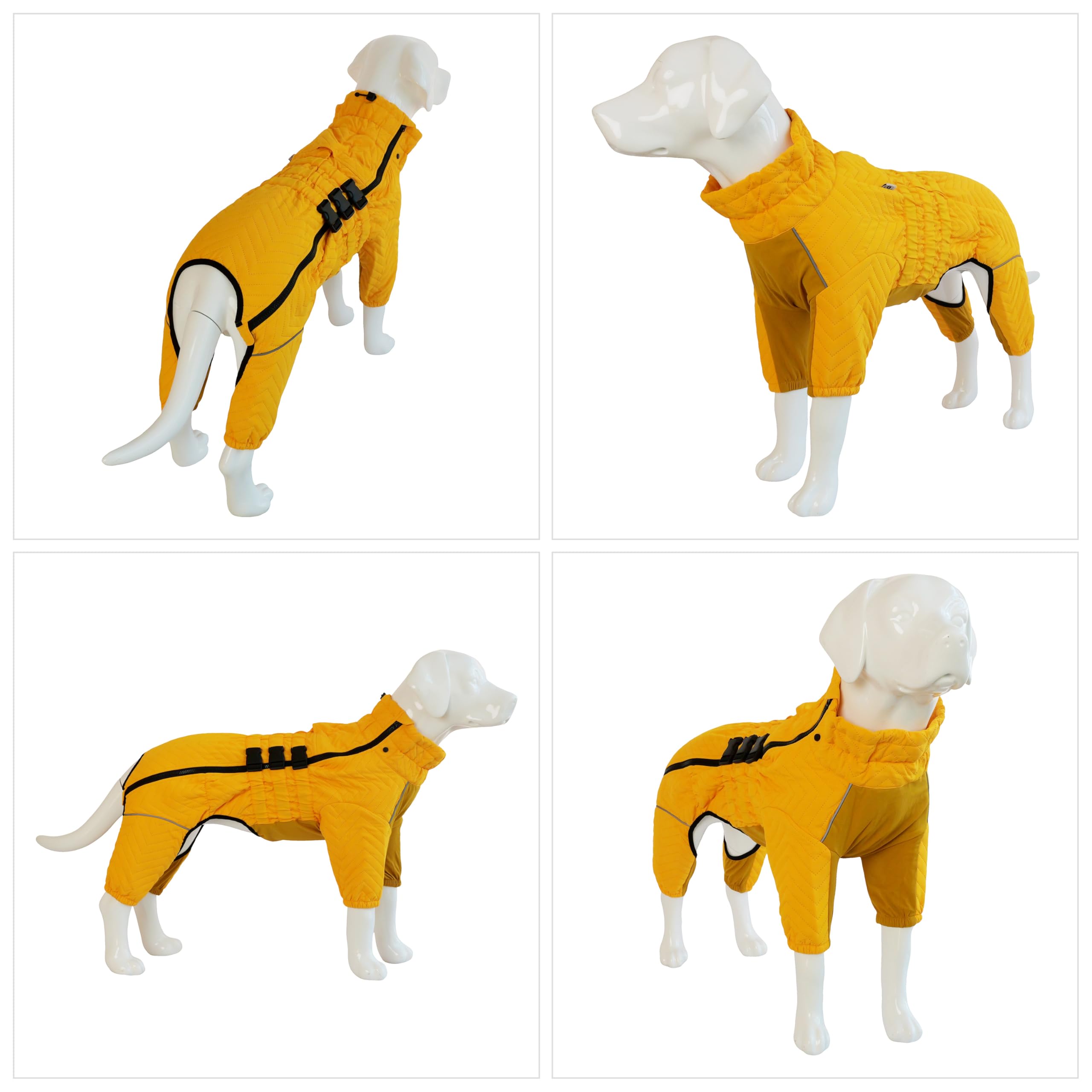 Abrigo cálido para perro, chaleco de perro de doble capa, 4 patas cubiertas, resistente al viento, impermeable, reflectante, chaleco cálido para perro, patinaje al aire libre, disfraz de perro