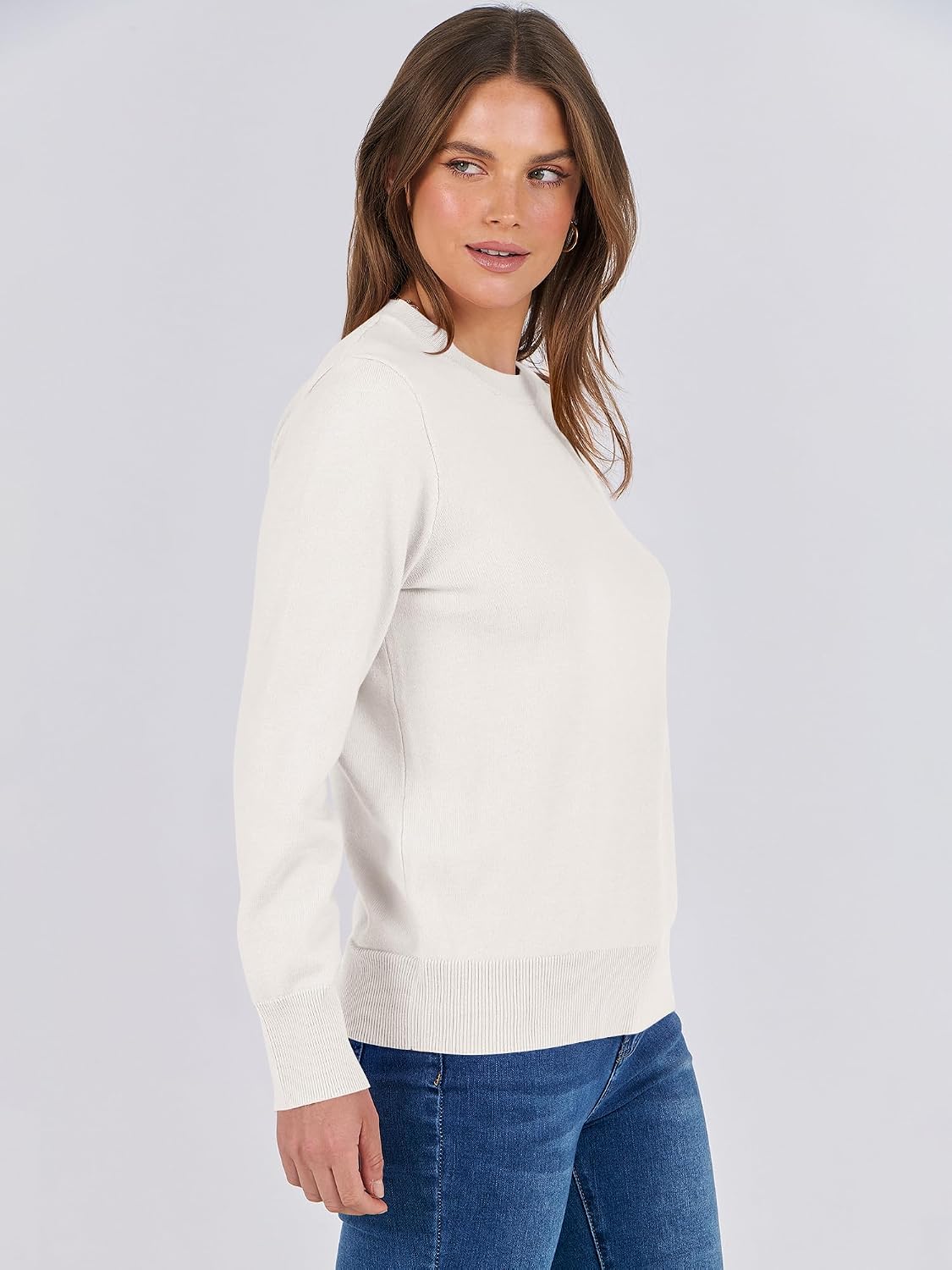 ANRABESS Sweaters for Women Long Sleeve Lightweight Crewneck Soft Basic Knit Loose Fit Pullover Top 2026 Fall Trendy Outfits