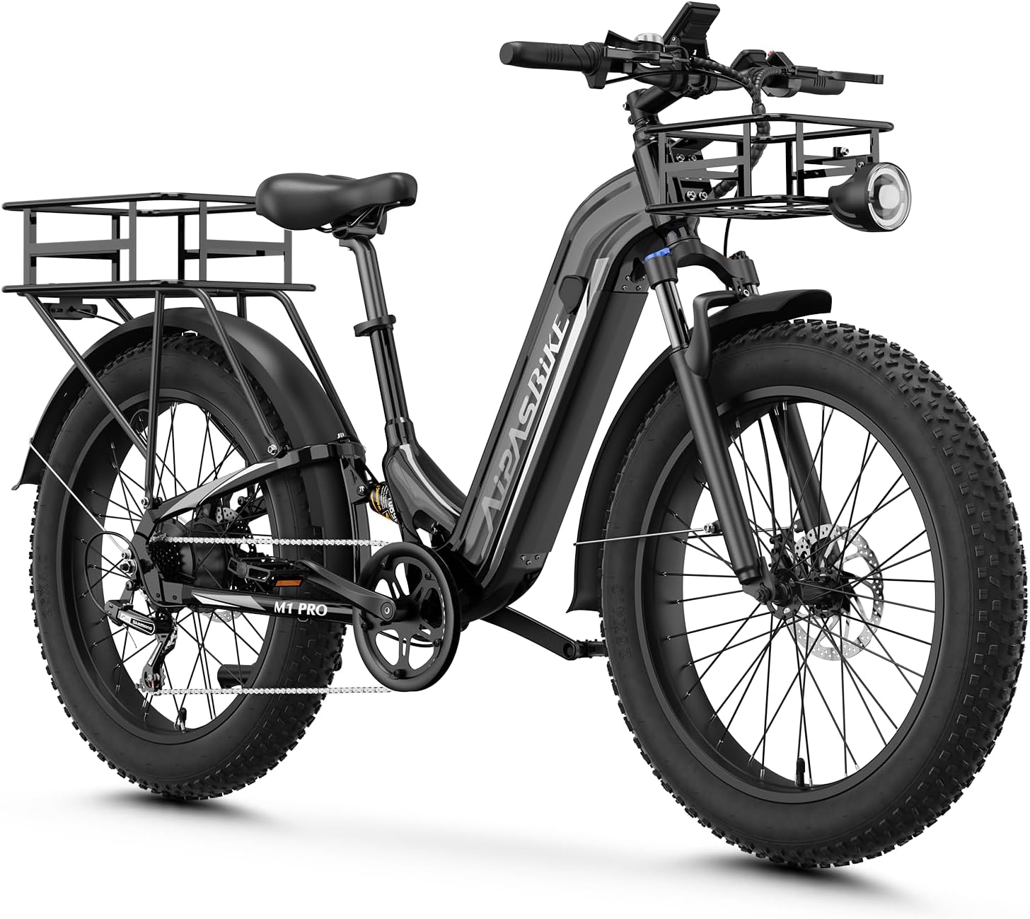 Aipas M1 Pro Electric Bike for Adults, 26 x 4 Fat Tires, 48V 17.5Ah Battery