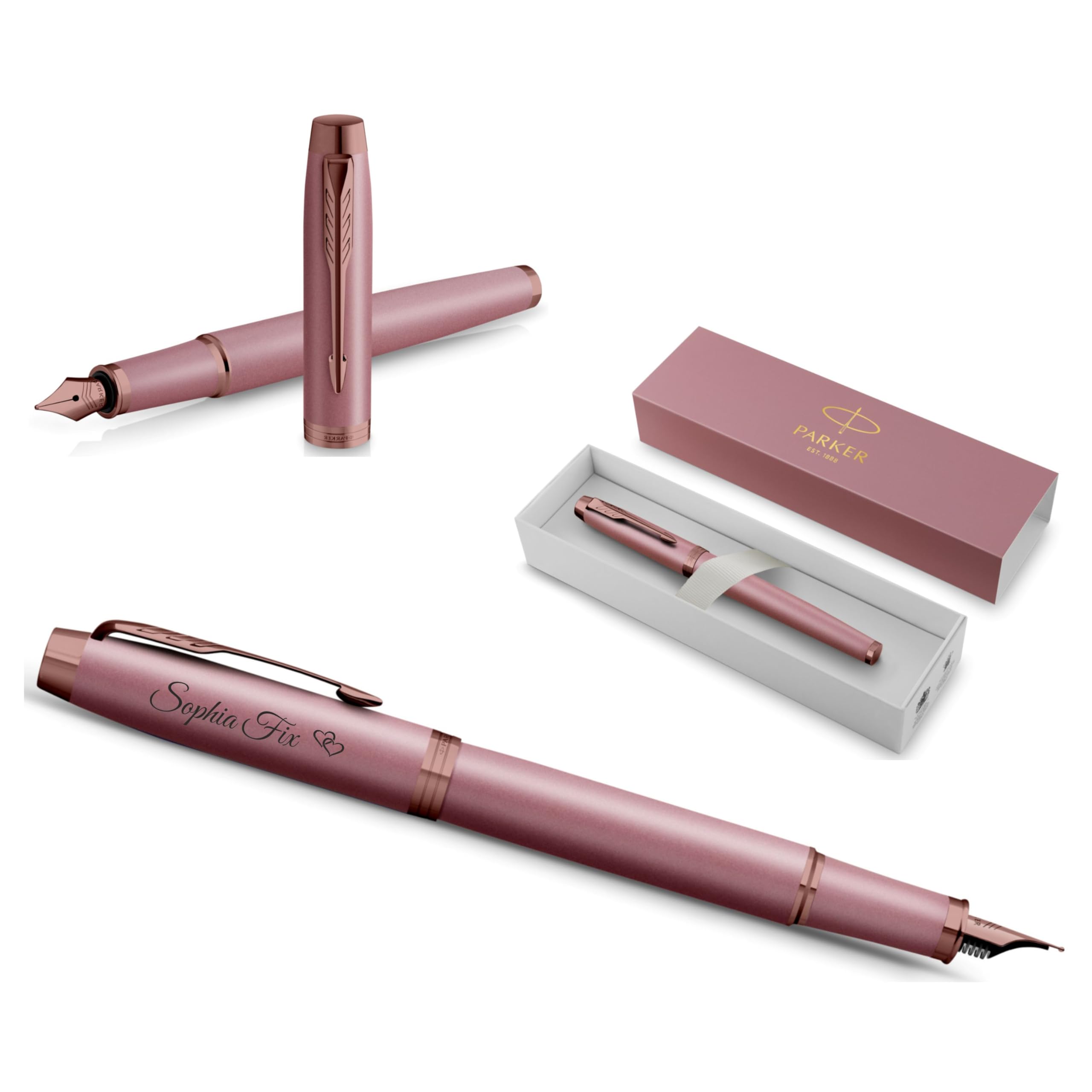 PARKER IM The Finishing Touch Collection Fountain Pen with Personalised Engraving - Personalised Writing Instrument as a Stylish Gift for Birthday, Wedding or Business (Mauve)