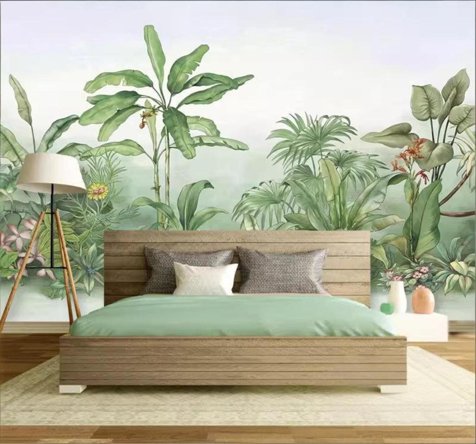 Wallpaper-3D-Xlm 200Cm×140Cm(B×H) Unique Artistic Luxury Tropical Green Plants 3D Wallpaper Easy Install Feature Office Living Room Sofa Bedroom Tv Background Wall Decoration-200Cm×140Cm
