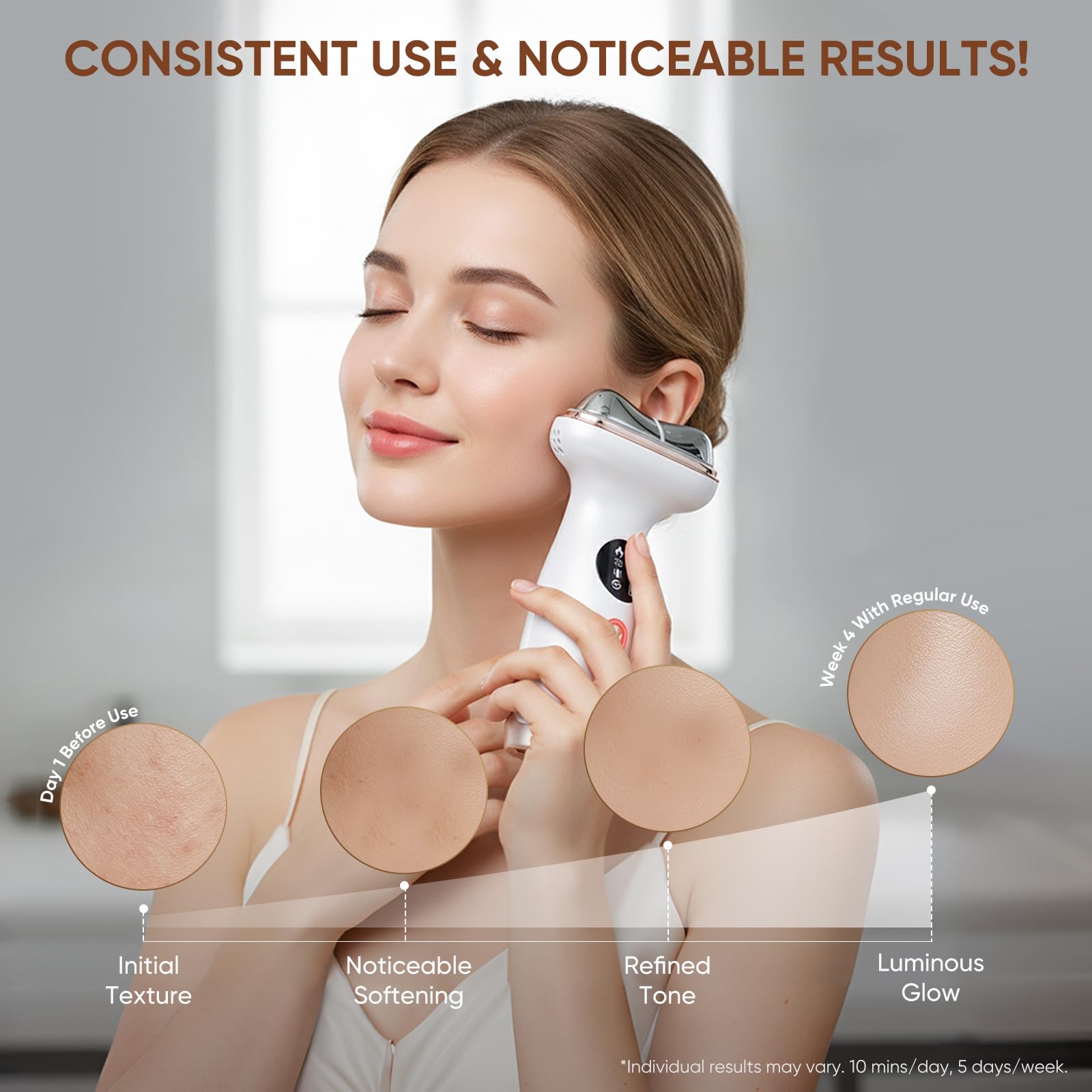 Microcurrent Facial Device with Red Light Therapy - 7-in-1 LED Sculptor & Hot Gua Sha for Face Neck Eye Firming, Depuffing & Double Chin Reduction