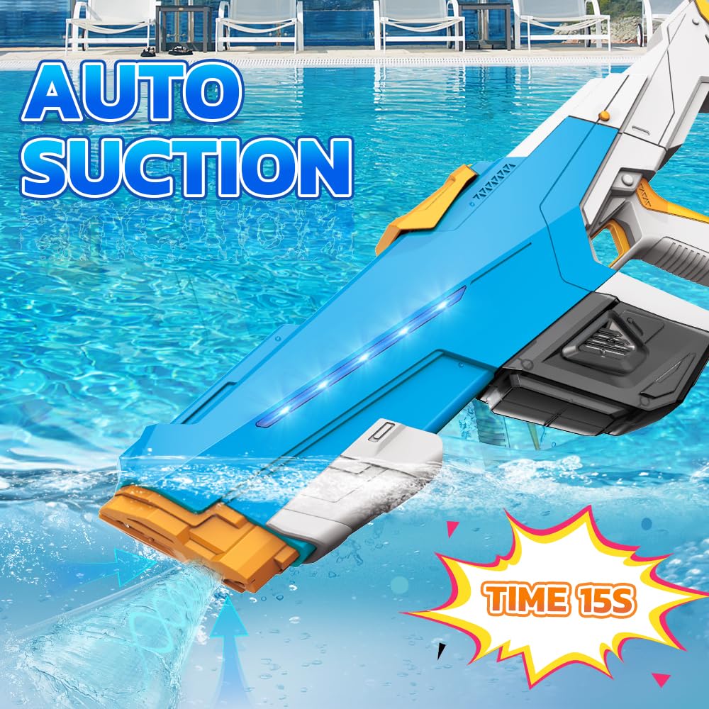 Pistola de agua eléctrica de alta prión, absorción automática de agua, gran capacidad, recargable, piscina de verano, juguete de playa, regalo para niños y adultos / Piscinas y juegos acuáticos Pistola de agua eléctrica de alta prión, absorción automática de agua, gran capacidad, recargable, piscina de verano, juguete de playa, regalo para niños y adultos / Piscinas y juegos acuáticos