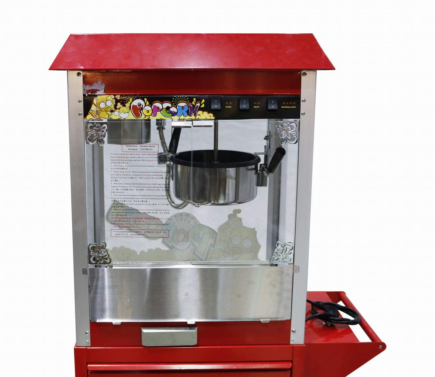 Máquina Comercial De Palomitas De Maíz Con Carro, Fabricante De Palomitas De Maíz Resistente Con Carro 94 * 370 * 144 Centímetros