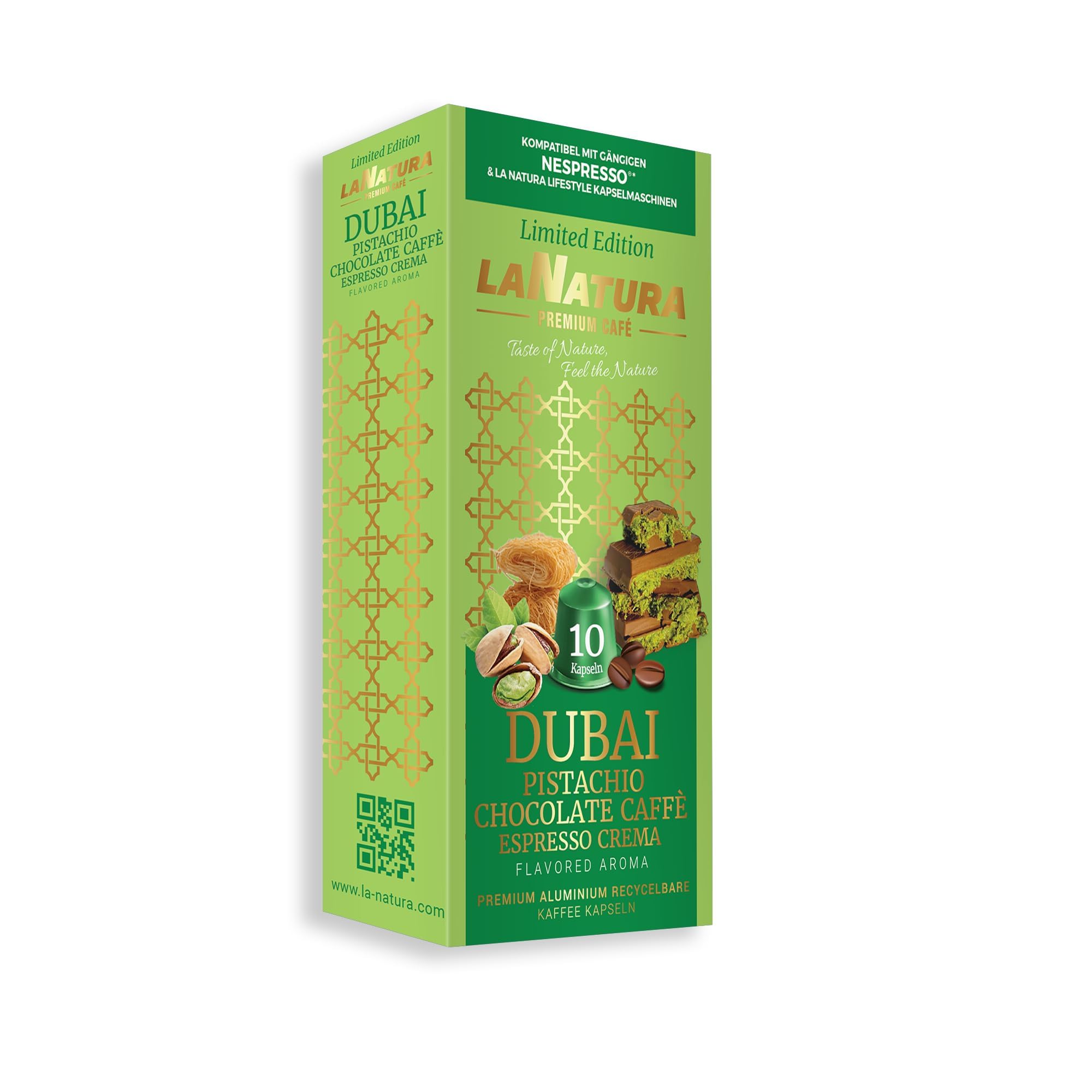 La Natura Lifestyle — kapsułki aluminiowe, kompatybilne z Nespresso® — Pistacja & Czekolada — kremowy napój — 110 sztuk