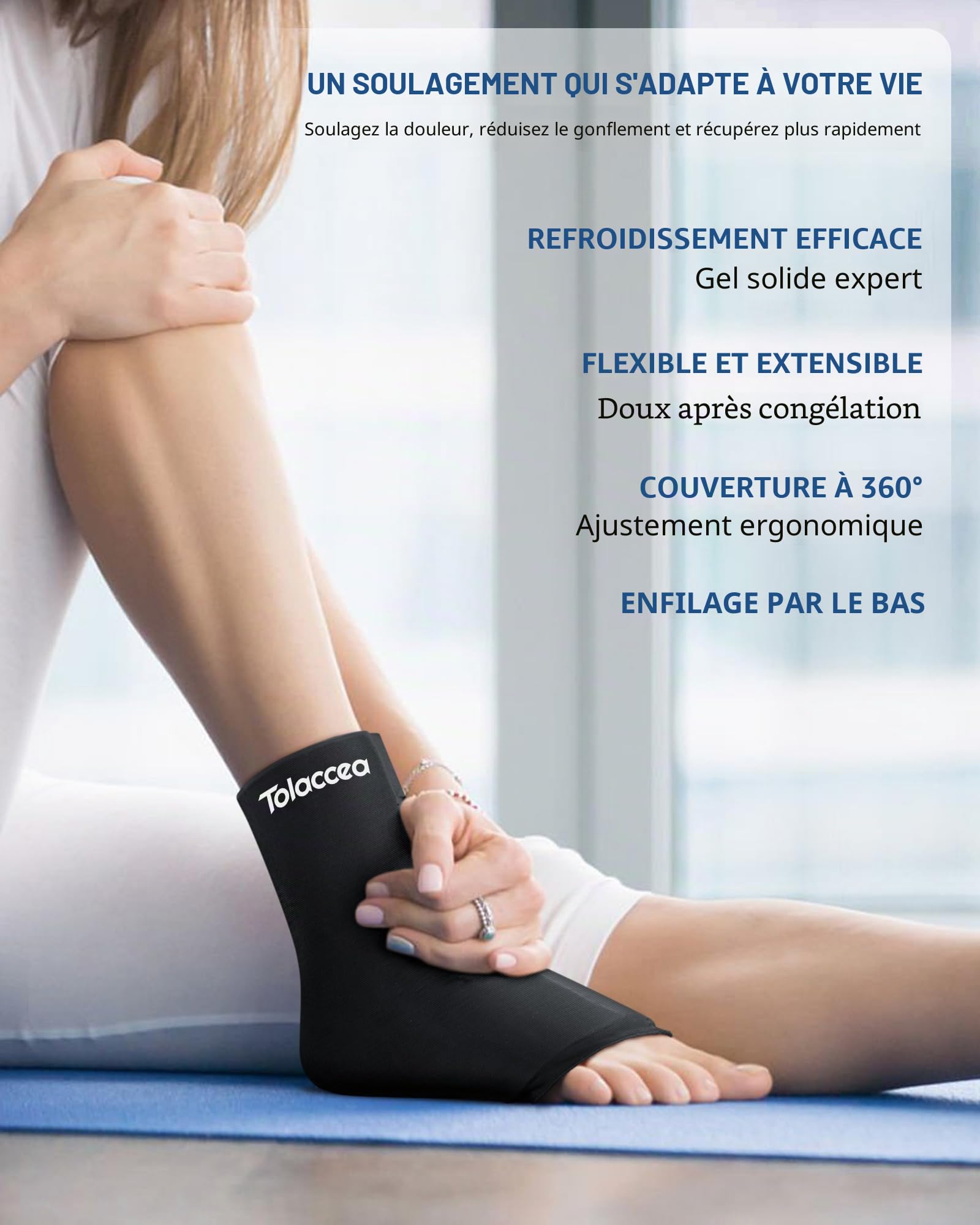Poche de glace cheville Chevillère pour blessure à la tendinite d'Achille, poche froide en gel réutilisable pour la thérapie par la chaleur et le froid pour l'enflure, l'entorse (Pack of 1, L)