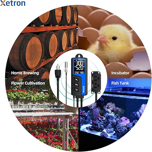 Miniatura 5 de Controlador de temperatura y humedad 110V 10A Controlador digital de termostato de humidistato precableado para fermentación de semillas de