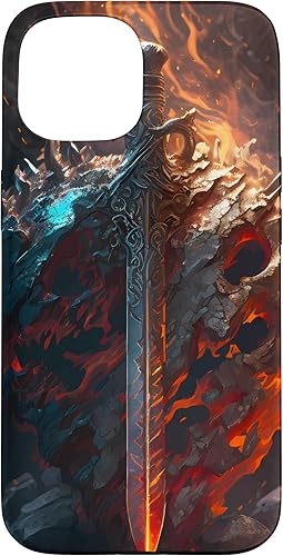 Miniatura 10 de iPhone 11 Pro Max Espada llameante y escudo el símbolo de la funda guerrera