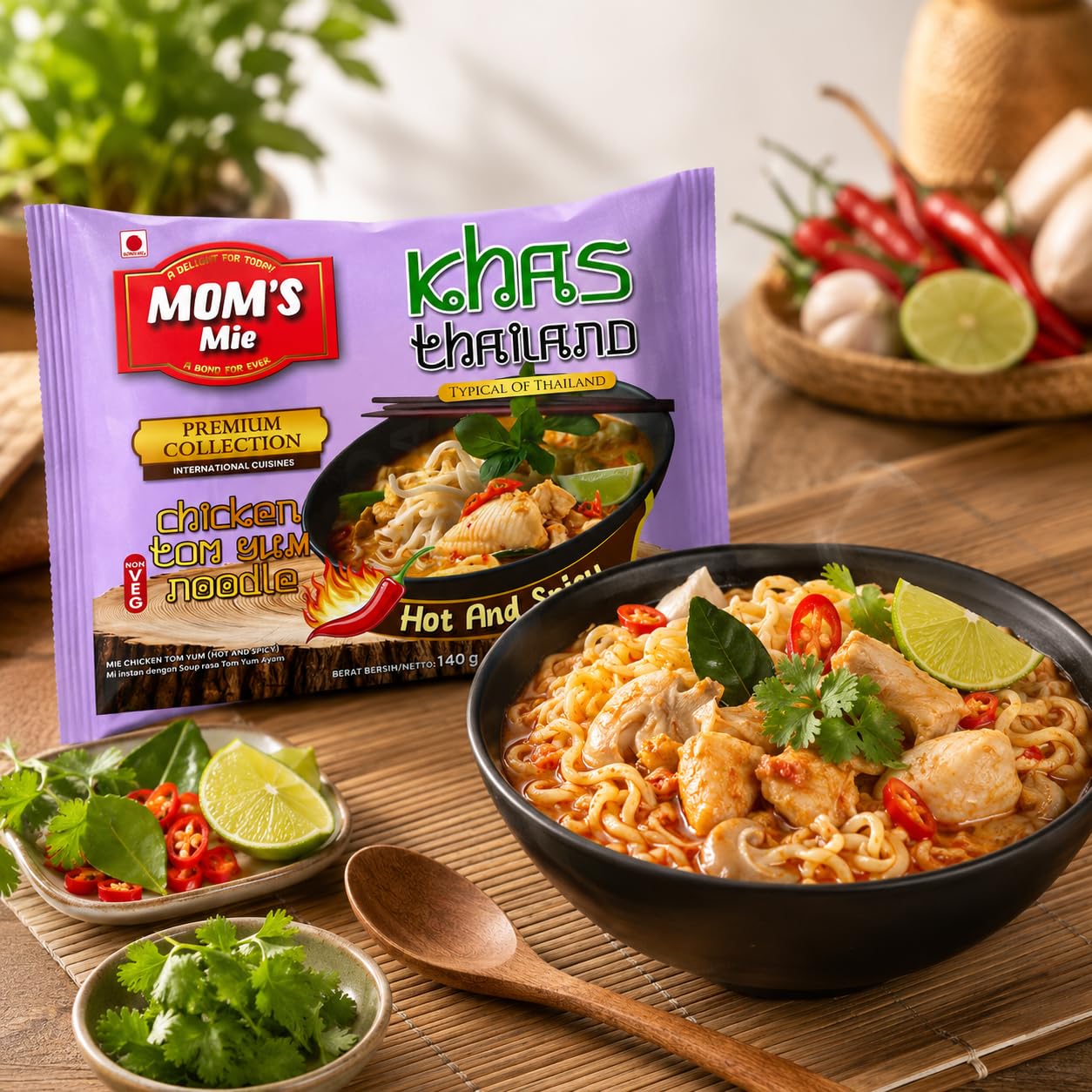 Mom's Mie Khas Thailand Chicken Tom Yum Instant Noodles | Hot