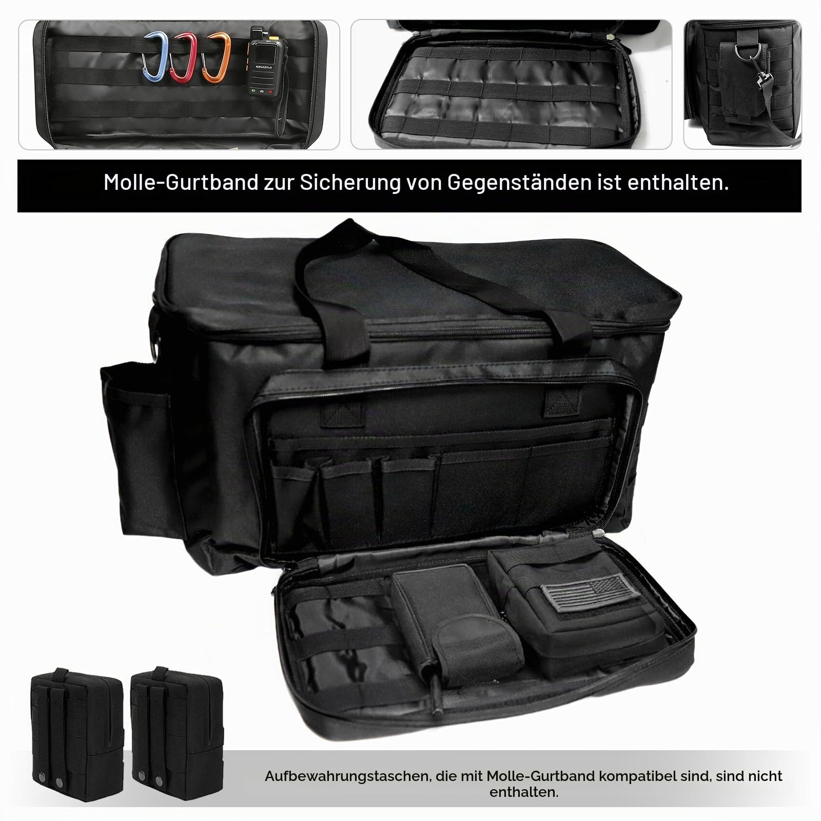 Polizei Tasche Taktische Tasche Range Bag, Waffentasche Molle Organizer Beifahrersitz Auto Vordersitz-Organizer Passend für Beifahrersitz, Reisetasche Militär mit Fach und Getränkehalter