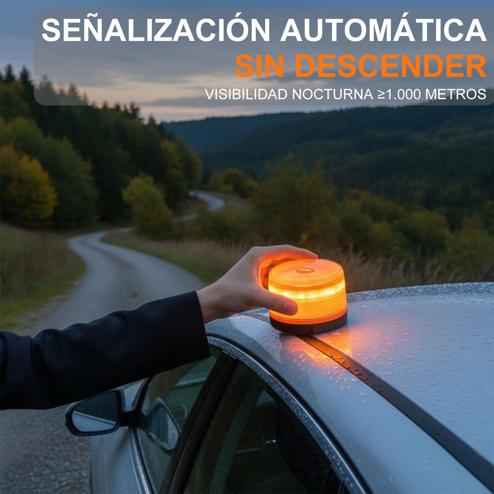 Enerf Luz de Emergencia V16 Homologada DGT con Geolocalización 3.0 | Baliza Obligatoria Enero 2026 | Incluye SIM y Datos Pagados hasta 2038 (Sin Cuotas) | Alta Visibilidad y Base Magnética