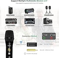 Vista 6 de Bietrun - Micrófono inalámbrico, micrófono dinámico con receptor recargable, conexión automática, diseño de todo metal, rango de 160 pies, micrófono