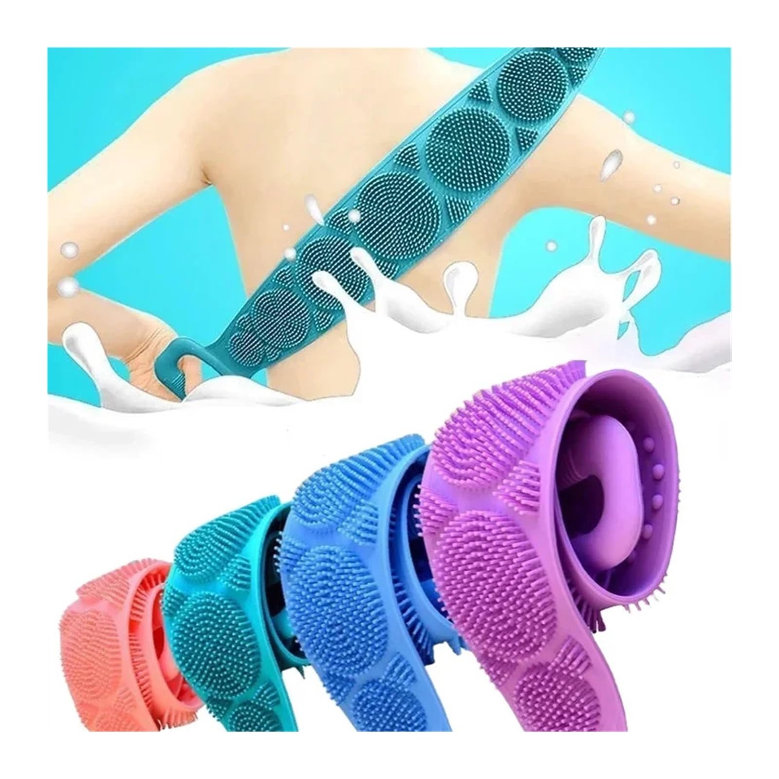 RüCkenbüRste Dusche 4/2/1PCS Körper Schwamm Silikon Pinsel Bad Handtücher Wäscher Reiben Zurück Peeling Massage Dusche Gürtel Erweiterte haut Sauber