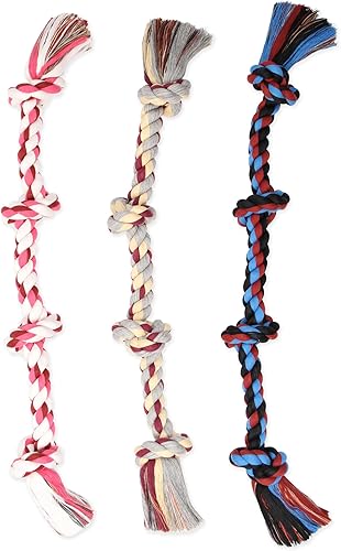 Miniatura 6 de Mammoth Flossy Chews - Tirador de cuerda de color - Juguete de algodón y poliéster prémium para perros - Juguete interactivo de cuerda para perros -