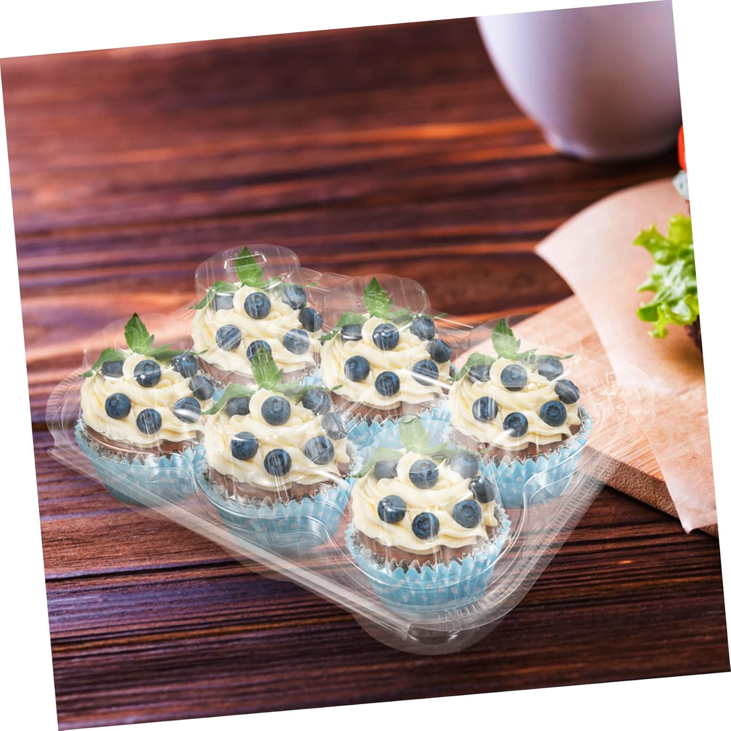 BESTOYARD 15pcs Transparent Cupcake Carrier and Dessert Box Multi-grid Cupcake Storage Container for Muffins Tarts and Pastries Baking Packaging