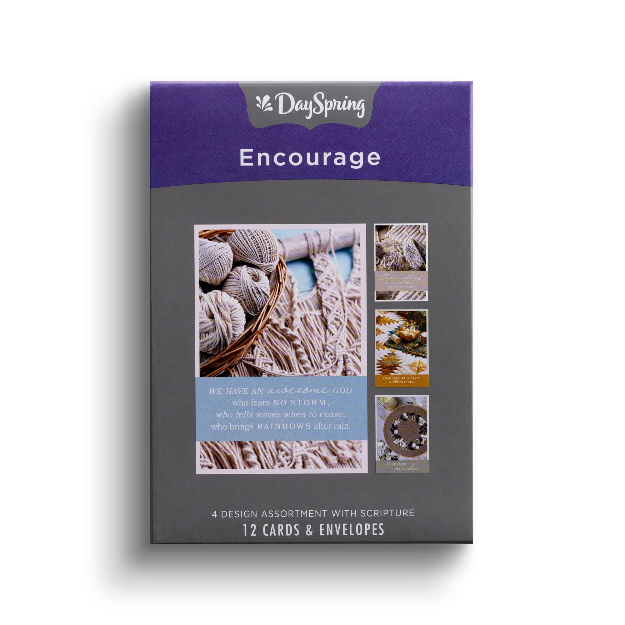 DaySpring - Awesome God - Encouragement - 4 Design Assortment with Scripture - 12 Boxed Encouragement Cards & Envelopes (J9183)