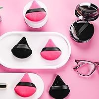 Vista 11 de Pimoys 6 esponjas de maquillaje facial, esponja de terciopelo suave triangular, esponja de belleza para polvo suelto (negro, rosa)
