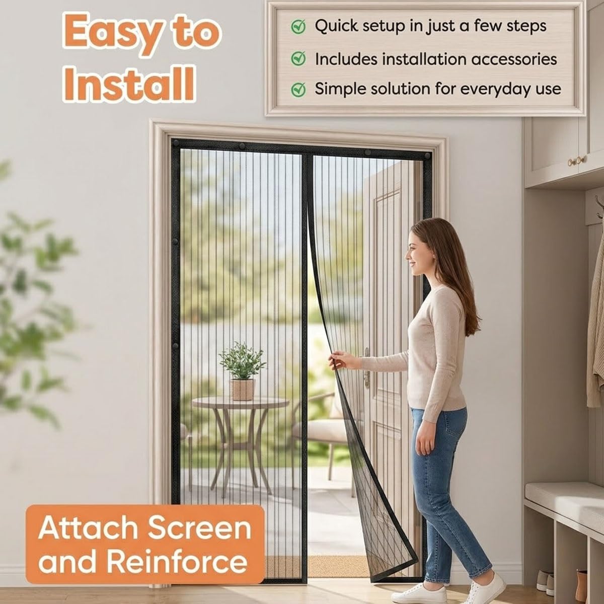 Rideau Moustiquaire Aimantée pour Porte Coulissante Magnétique Insectes | Protection anti-moustique sans perçage fraîcheur d'air optimale filet robuste idéal pour couloir et(Gris,W145xH250cm)