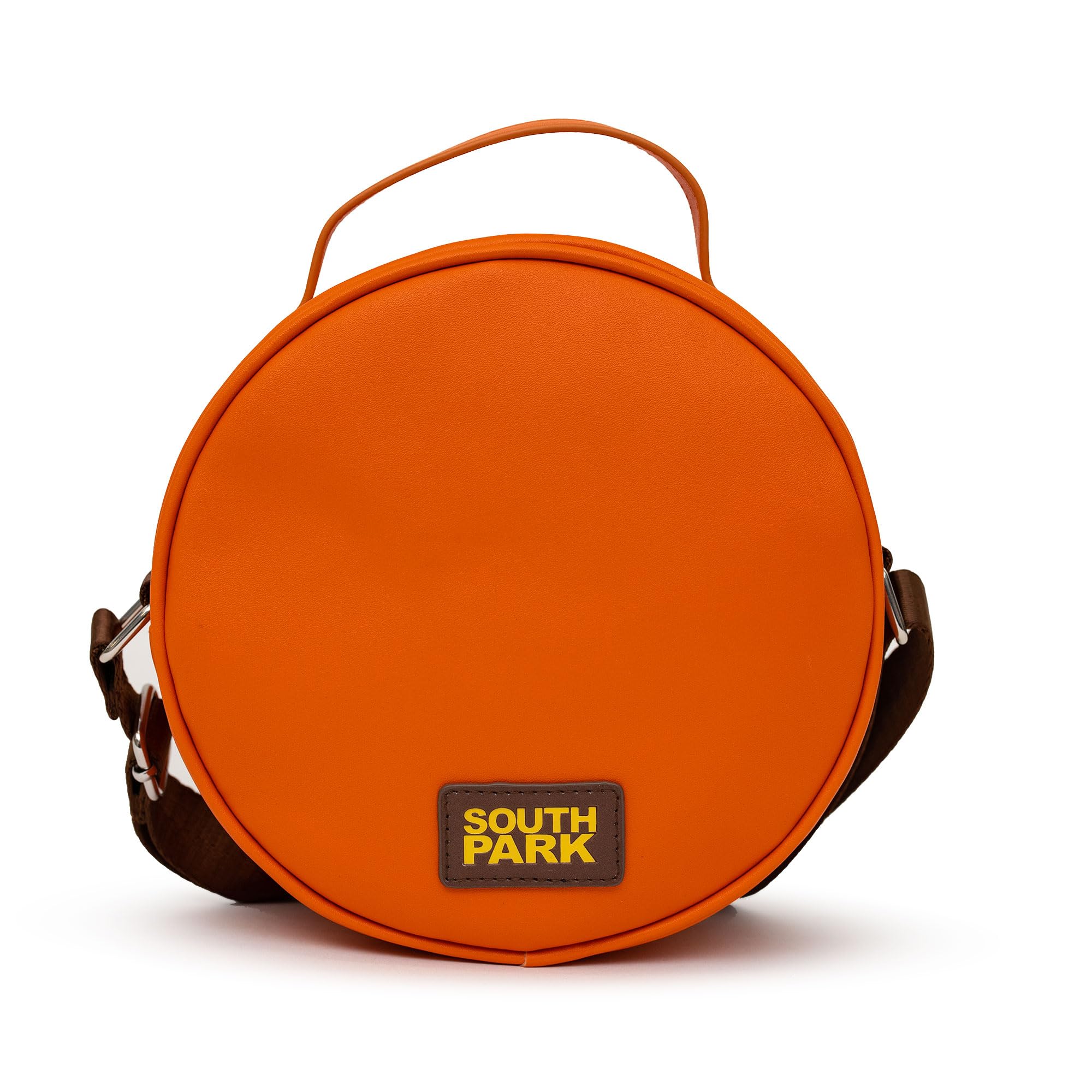 Bolso central de comedia, cruzado, redondo, South Park Kenny Face Close Up con piel y bordado, naranja, cuero vegano, Naranja 3