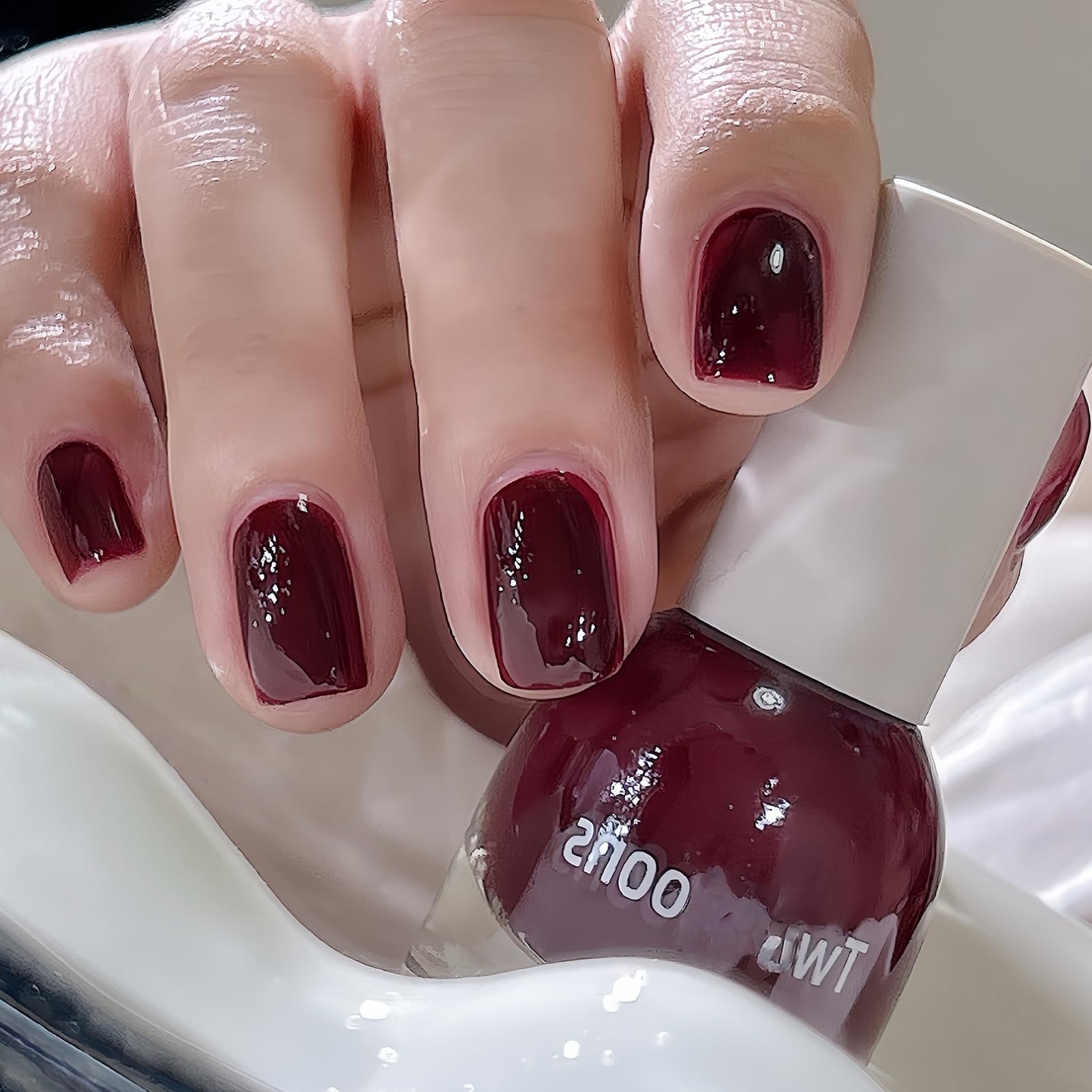 Chunky Star Jelly Glitter Nail Polish – Water-Based Peel Off, Quick Dry, 10ML, Non-Toxic, Pink Jelly Base with Gold Star & Moon Glitter for Women & Girls: Burgundy