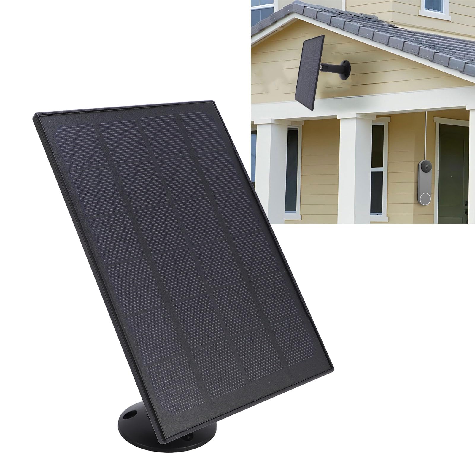 8 W Panel Słoneczny do Karmienia Ptaków, 2 na 1 Ulepszone Odporne na pogodę 360 Stopni Regulowane Panele Słoneczne USB C do Kamery Bezpieczeństwa, Kabel 9,8 Stóp (Black)