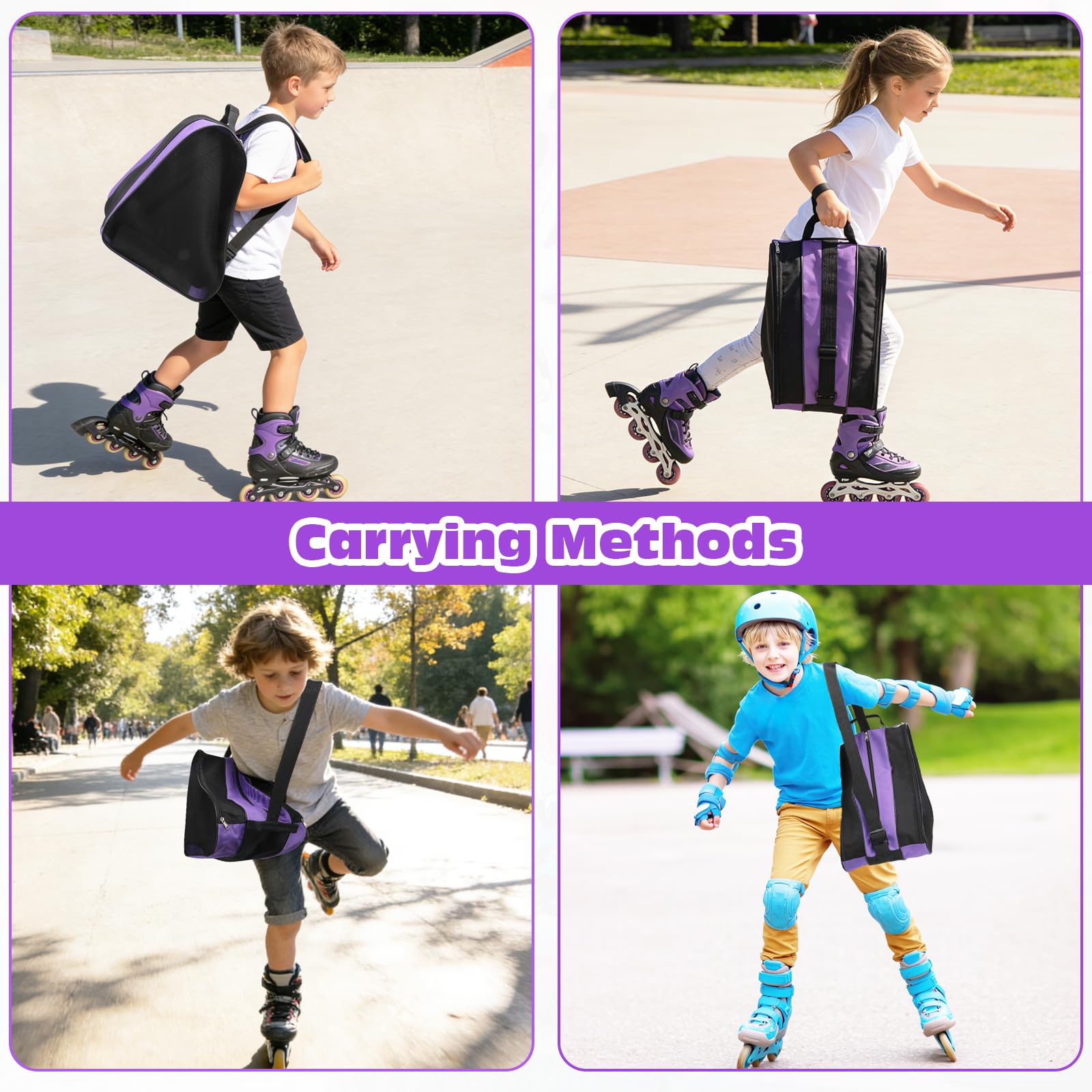 QKURT Bolsa de Patinaje para Niños con Correa Ajustable, Mochila para Patines de Hielo